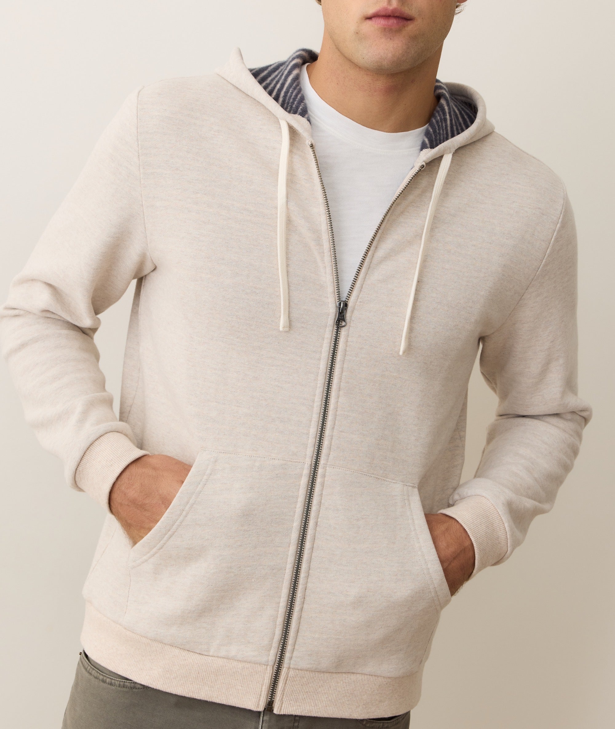 Cloud 9 Fleece Full Zip Hoodie Oatmeal Stripe