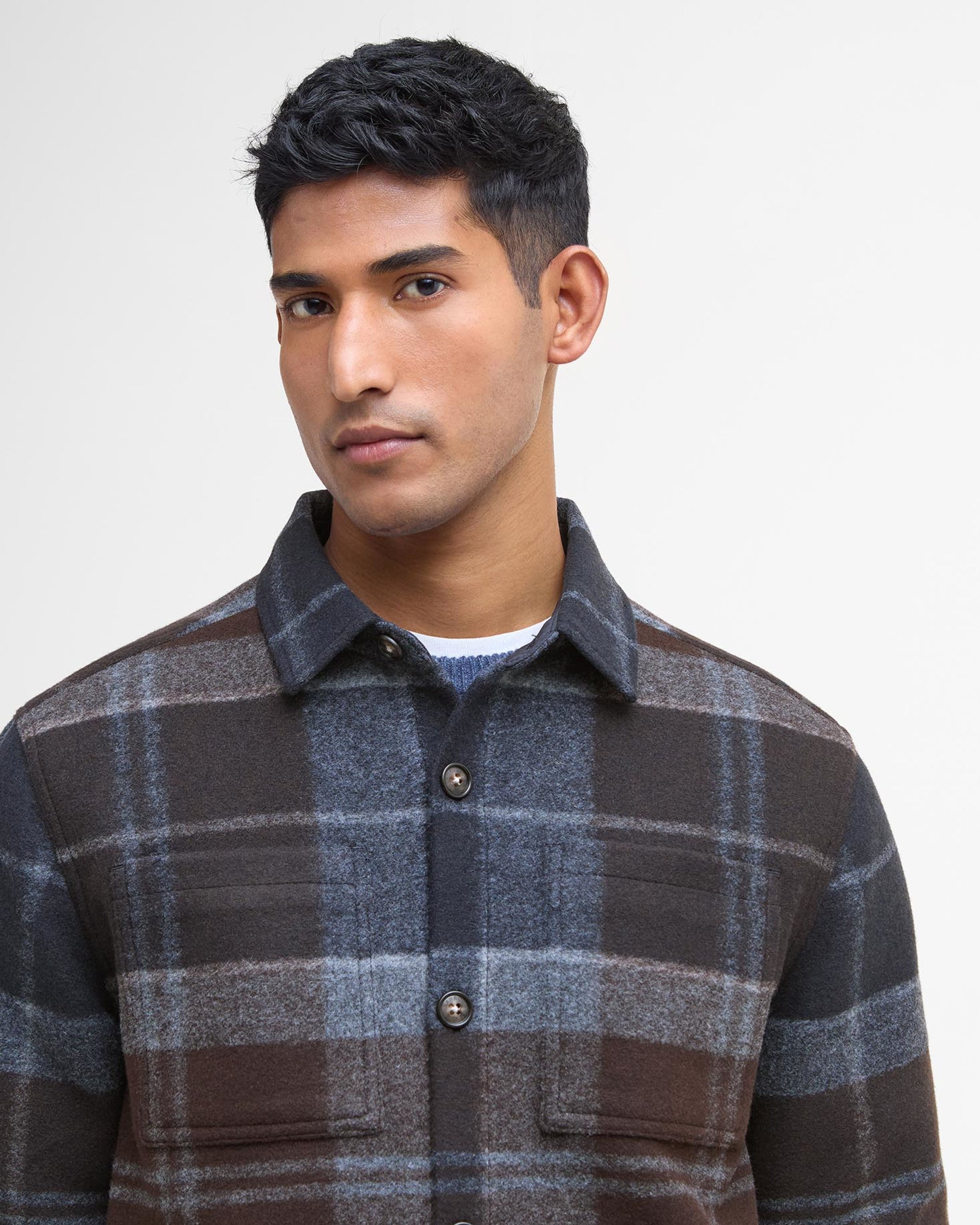 Chapter Tailored Check Overshirt Midnight Oak Tartan