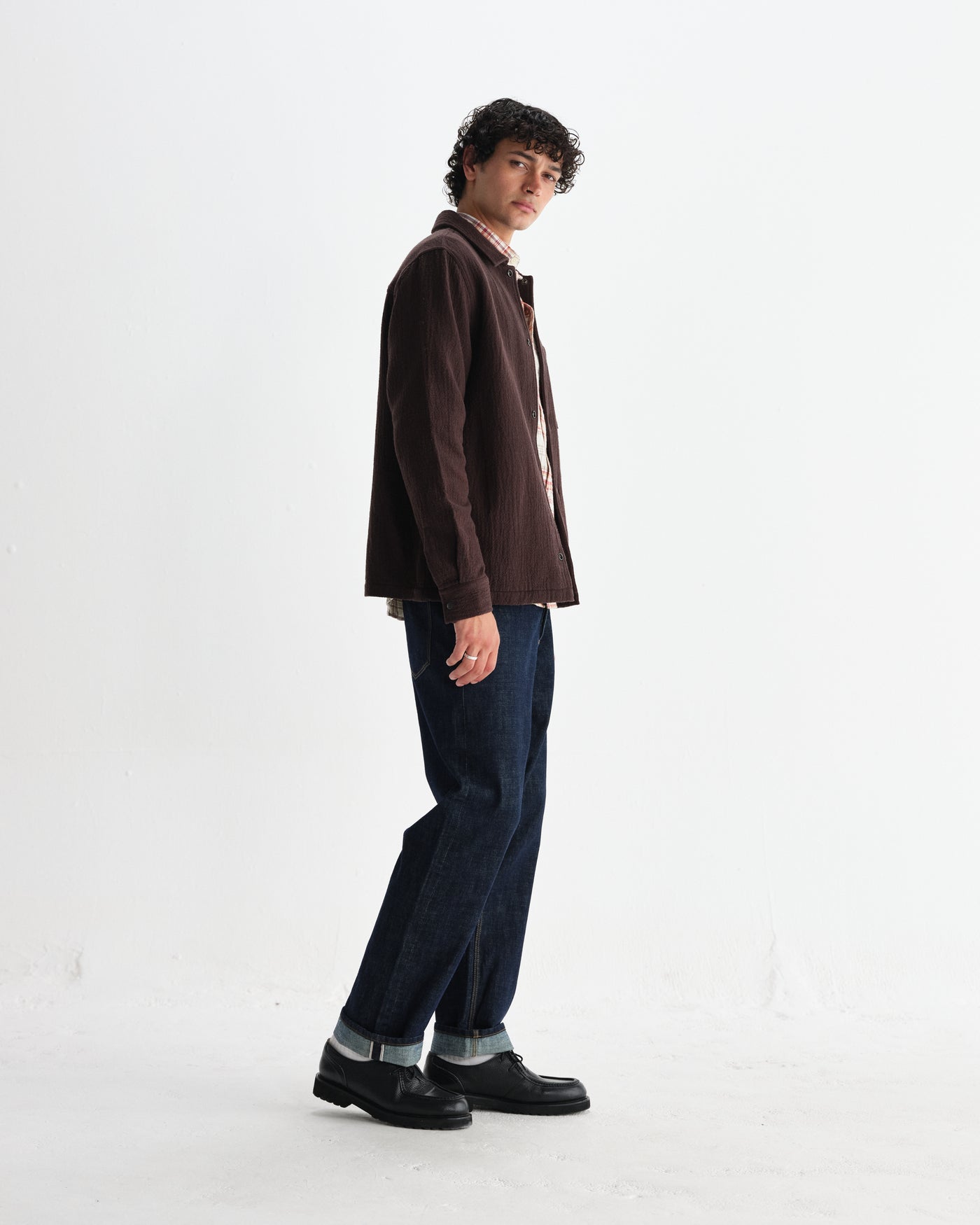 Romer Shirt - Heavy Crinkle Cotton Dark Brown