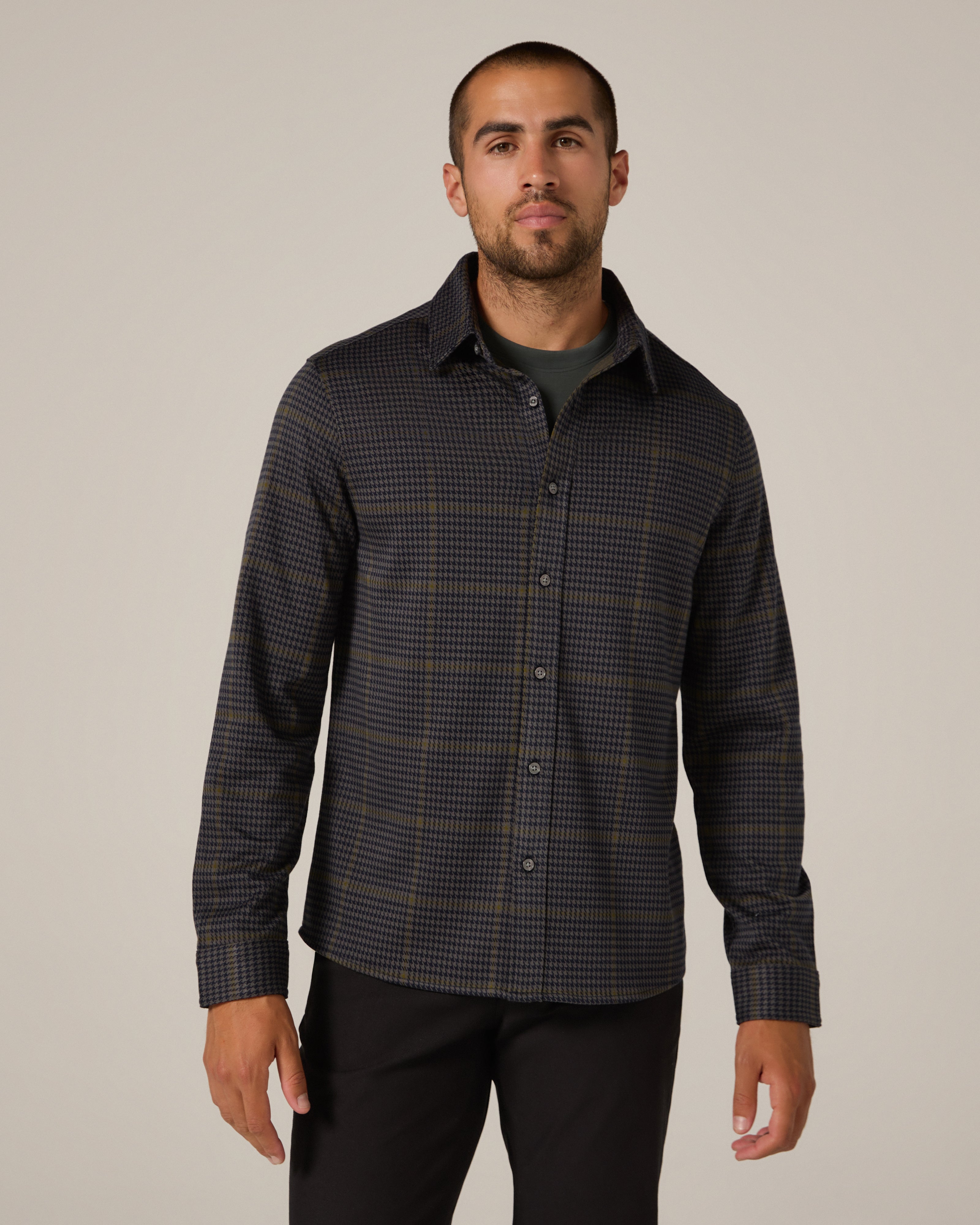 Generation Knit Check Shirt Navy