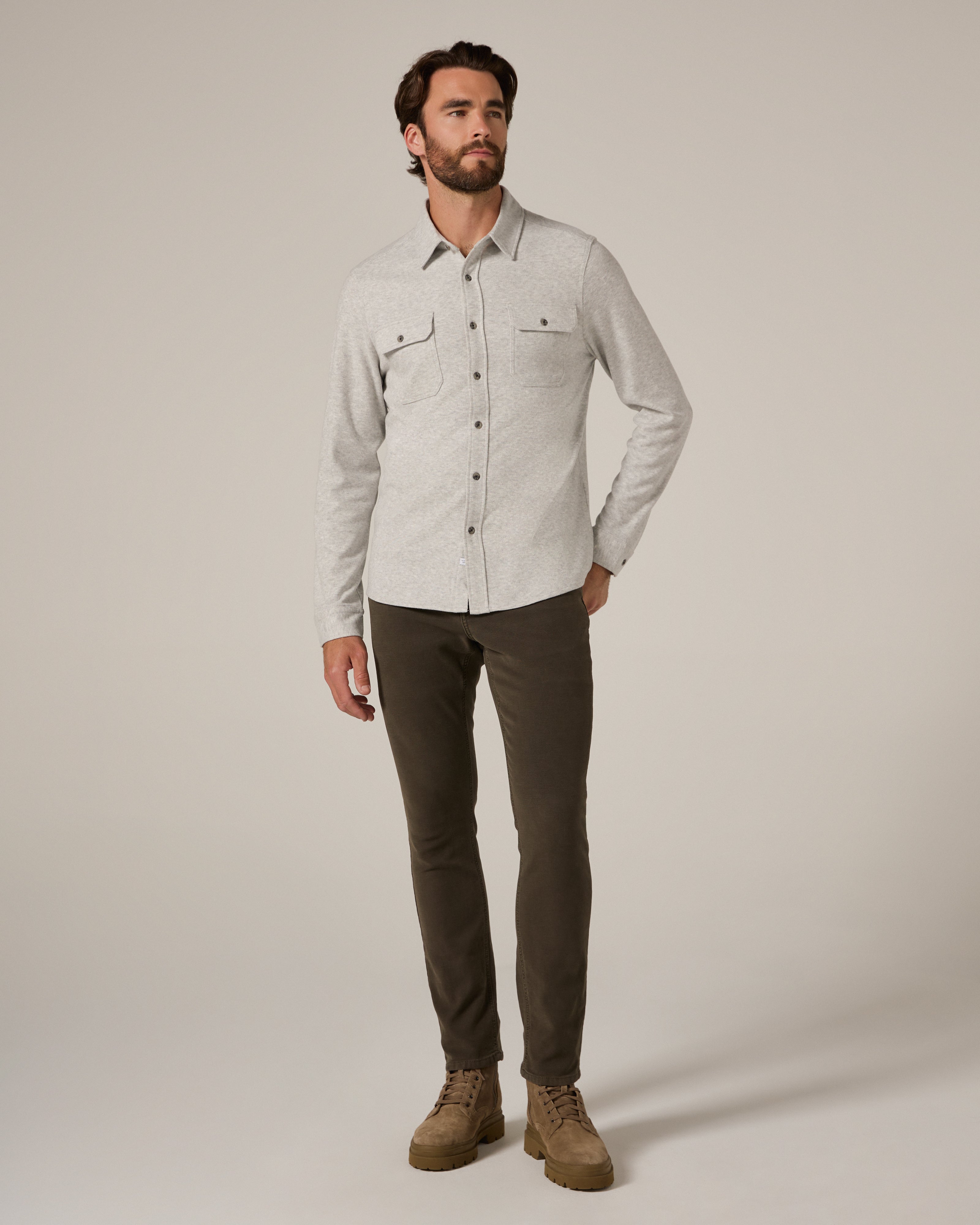 Generation Long Sleeve Marled Shirt Ecru