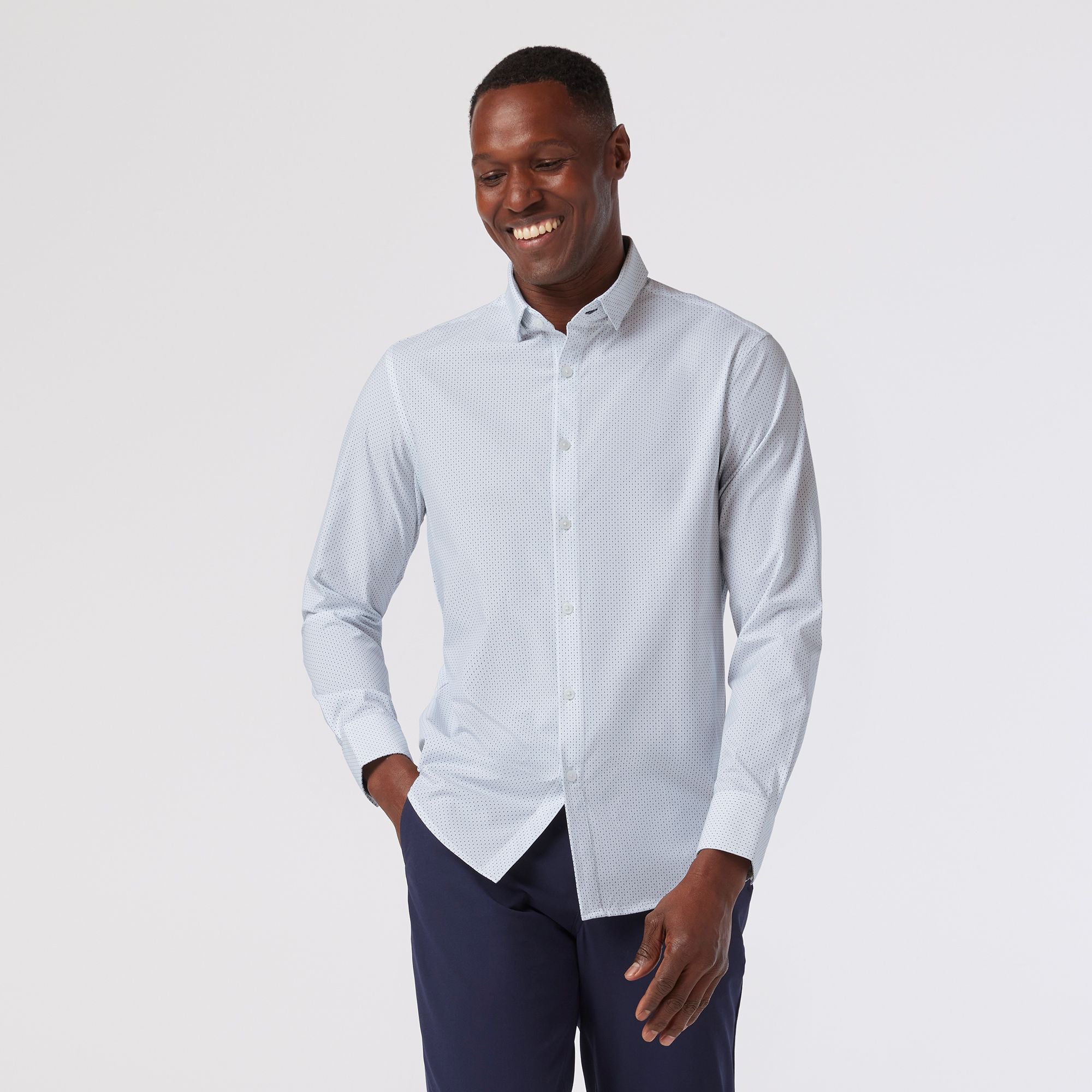 Leeward Long Sleeve Dress Shirt White Confetti