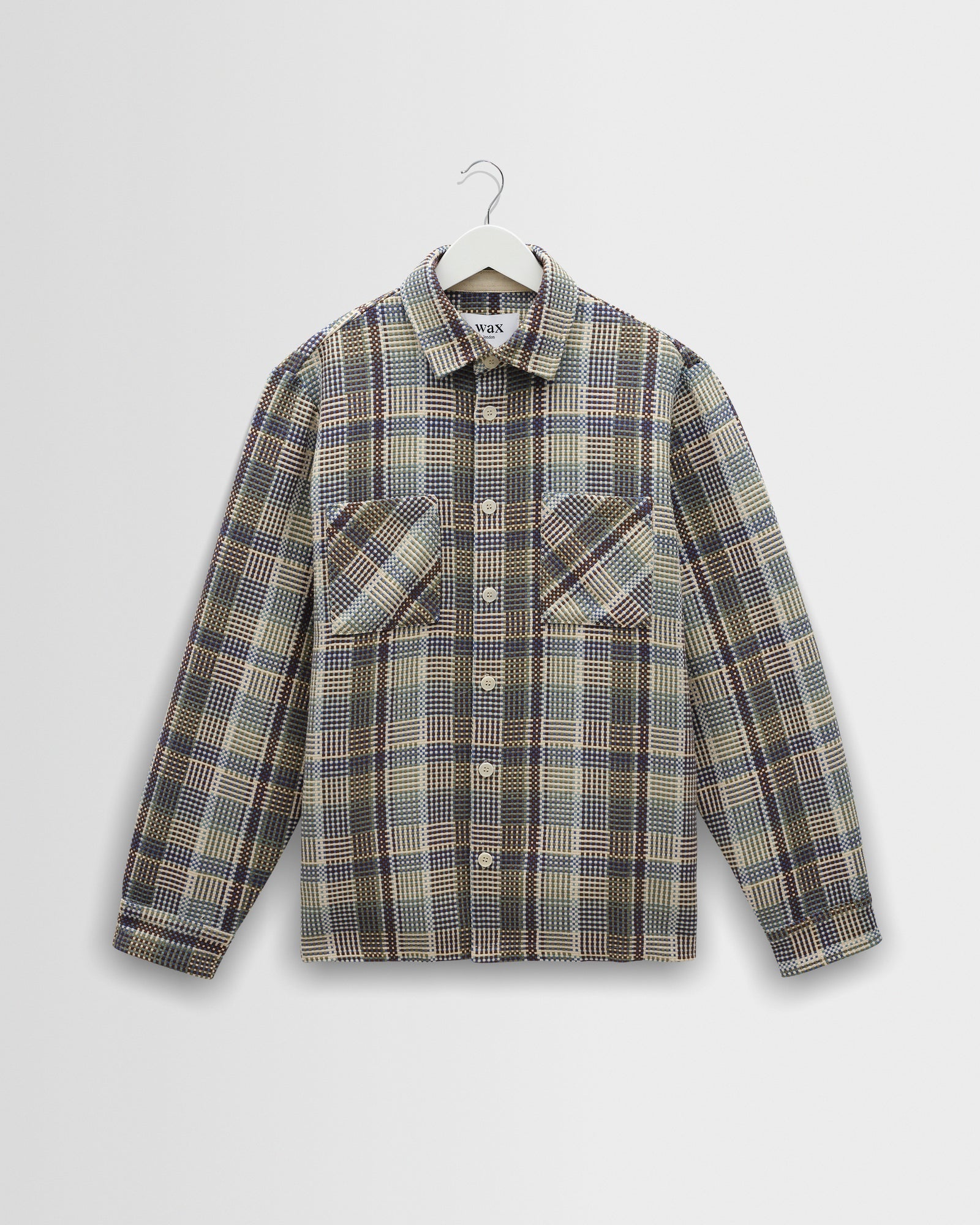 Whiting Overshirt in Basket Weave Blue/Green