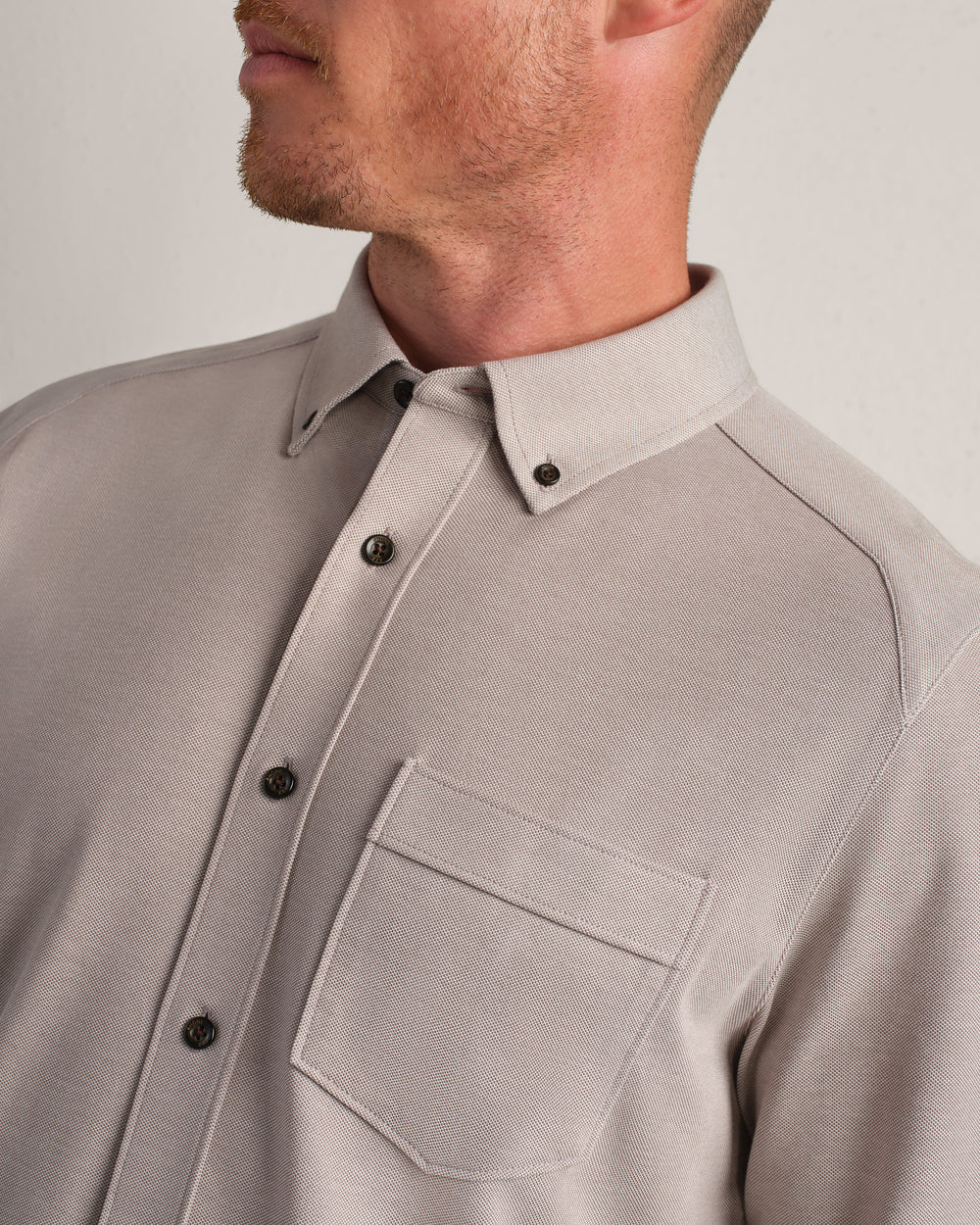 Effortless Oxford Button Down Foggy Taupe Heather