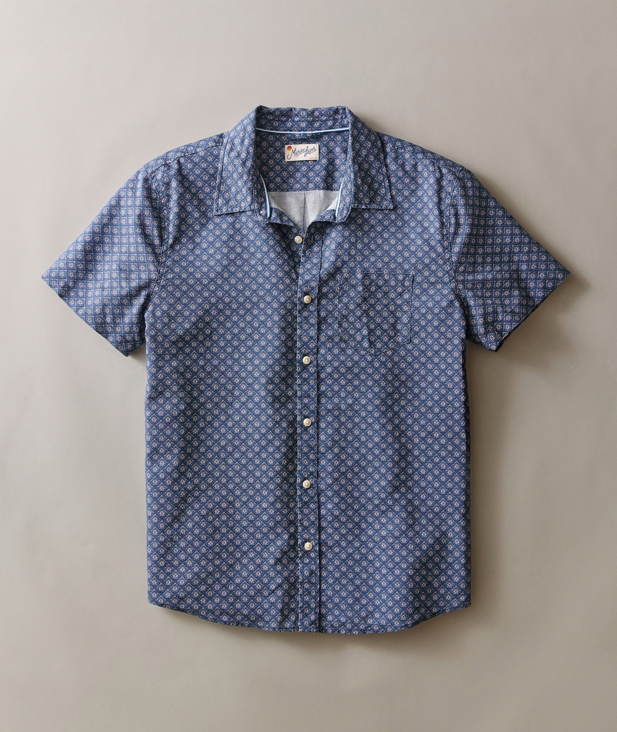 Better-Than-Linen Short Sleeve Shirt India Ink Diamond Print