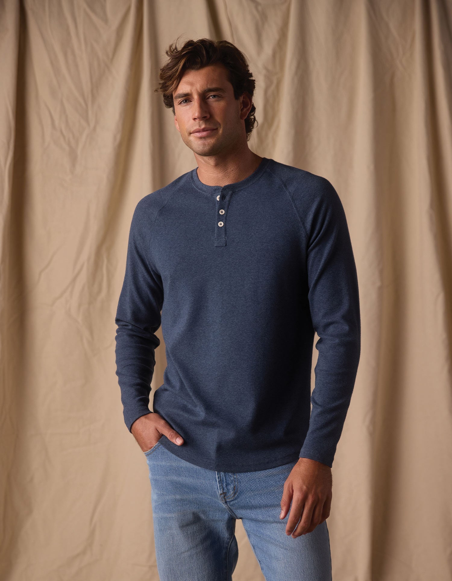 Puremeso Everyday Henley Indigo Blue