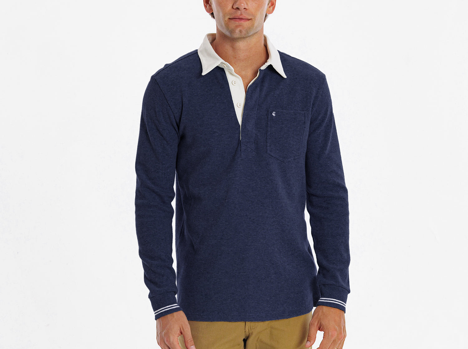 Waffle Knit Rugby Heather Navy