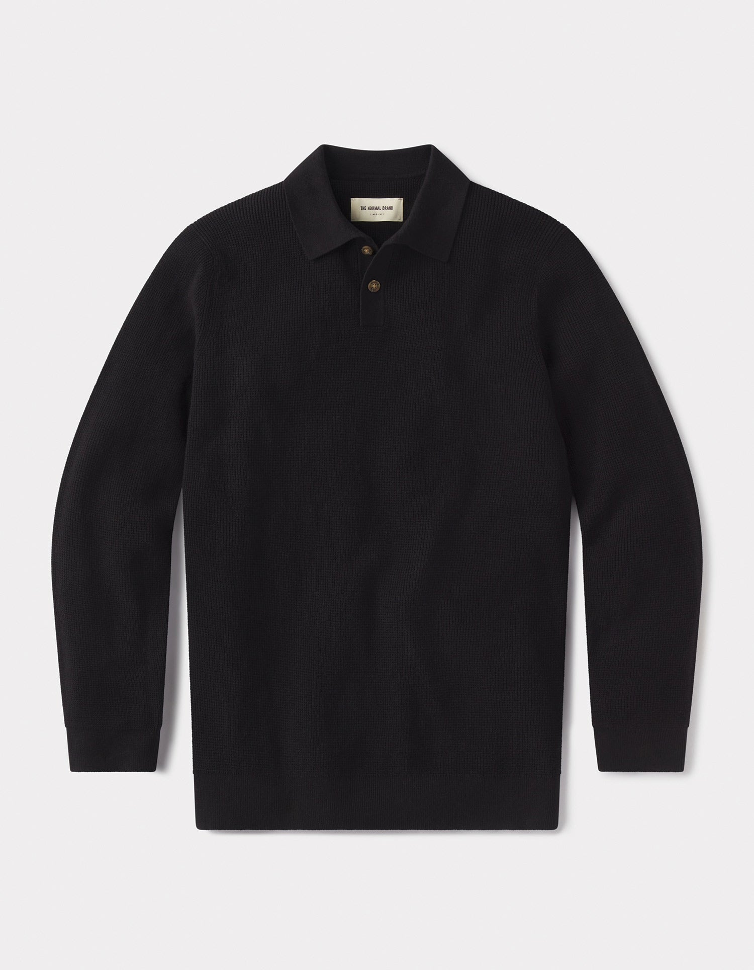 Robles Knit Waffle Stitch Polo Black