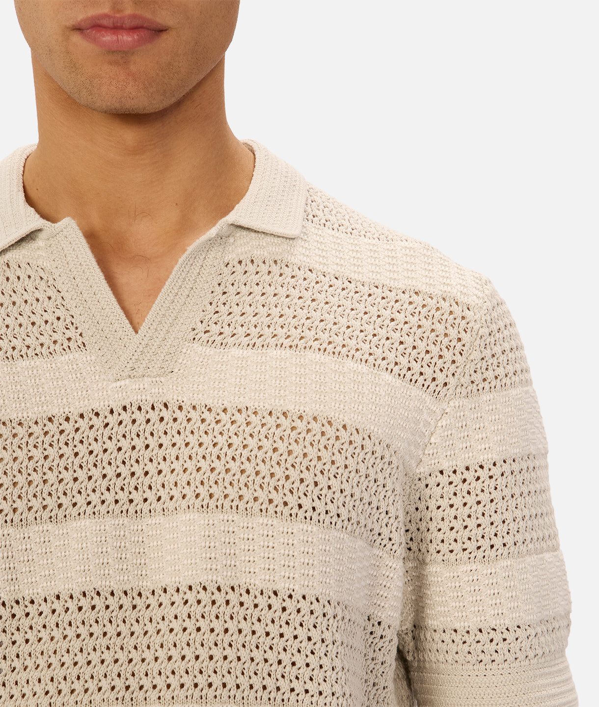 The Menorca Stripe Polo Duck Egg/Creme