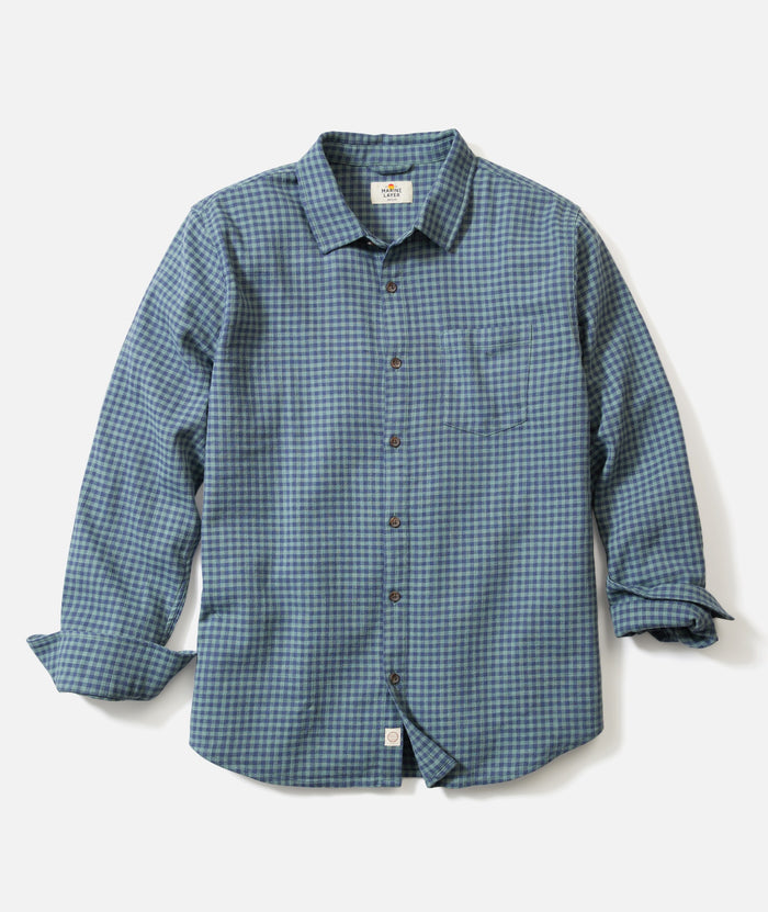 Classic Stretch Selvage Shirt Green/Navy Gingham