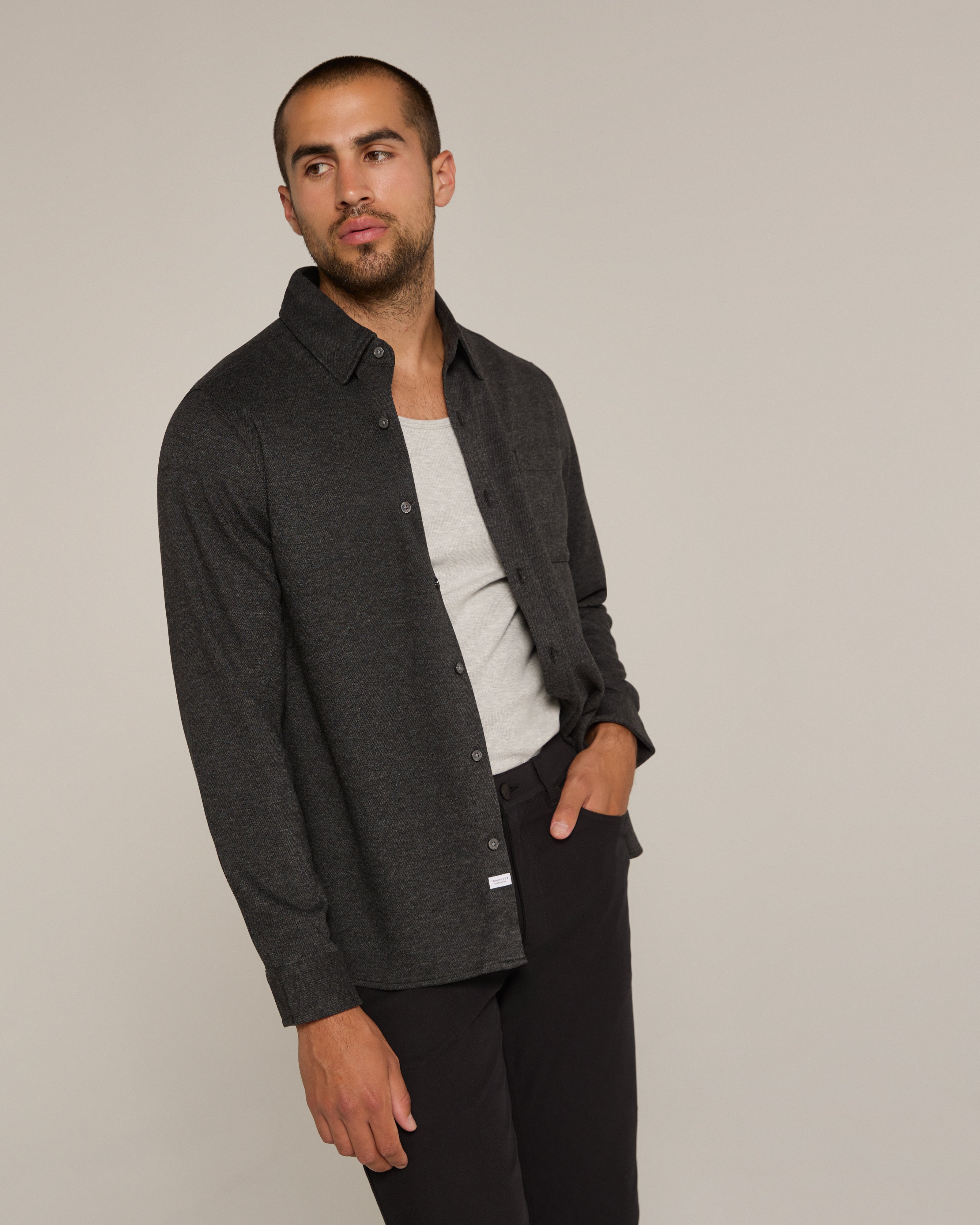 Generation Marled Knit Shirt Charcoal