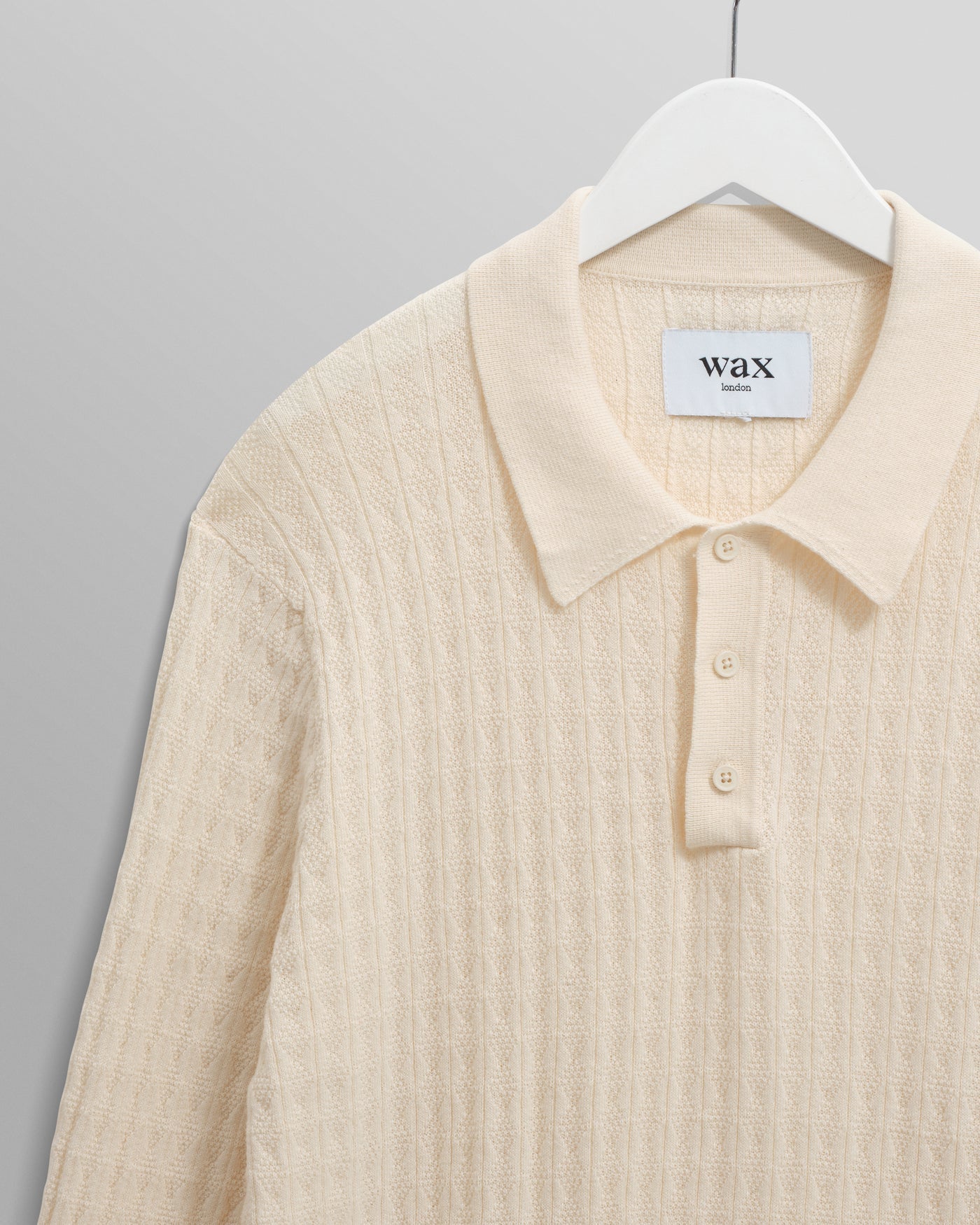 Oban Polo - Diamond Stripe Knit Ecru