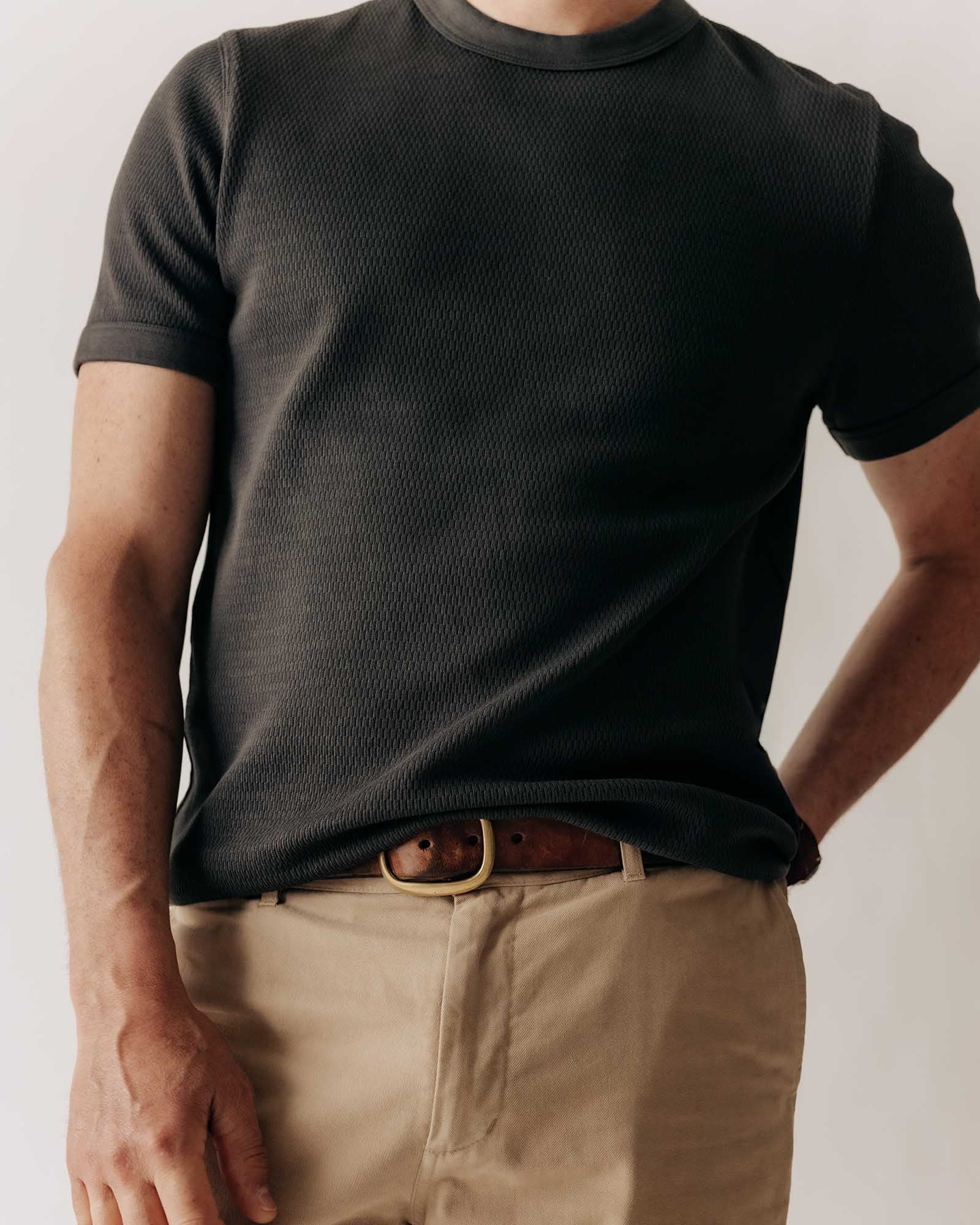 The Organic Cotton Waffle Crew Faded Black