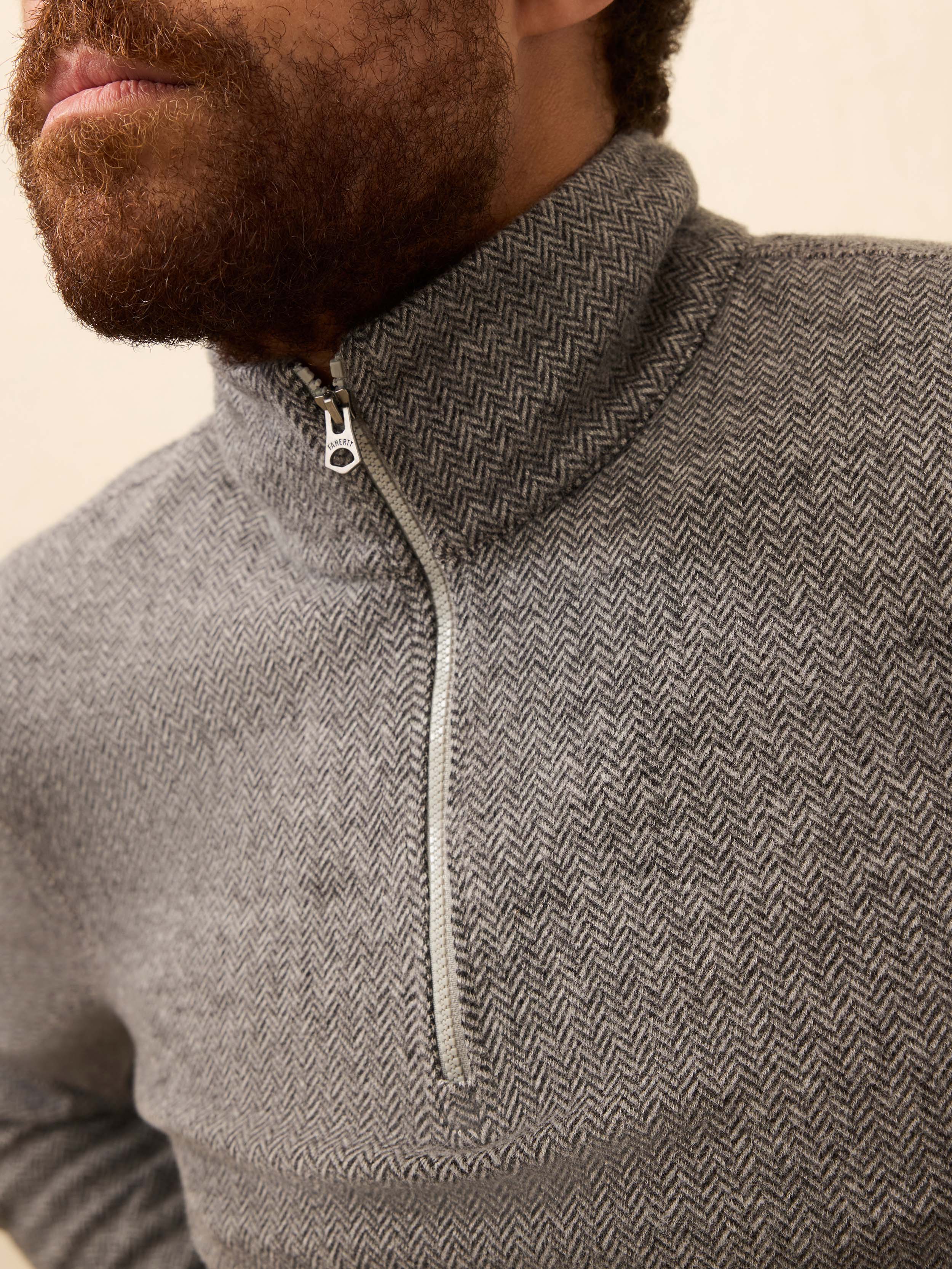 Legend Sweater 1/4 Zip II Alpine Grey Herringbone