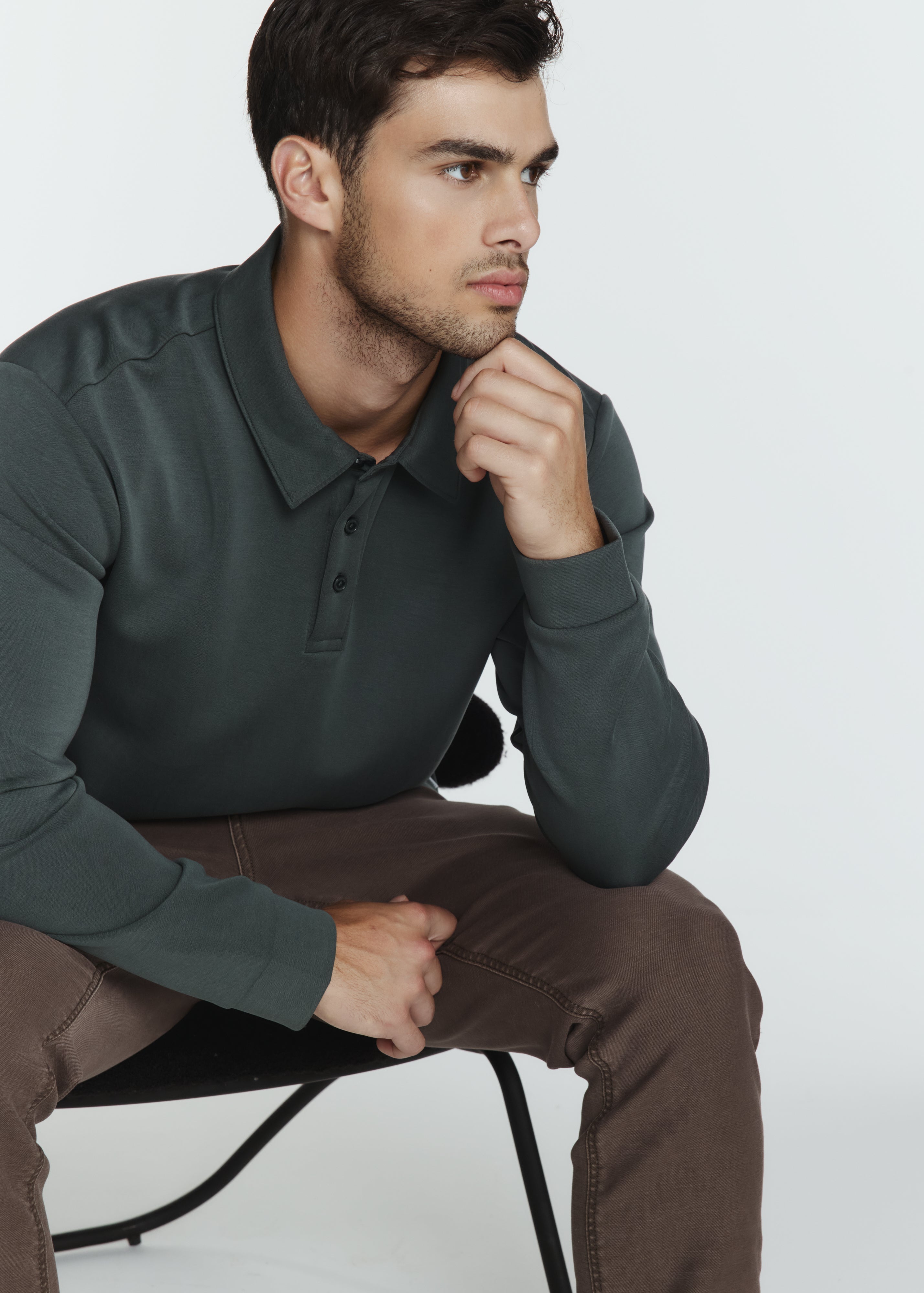 Rev Long Sleeve Polo Basil