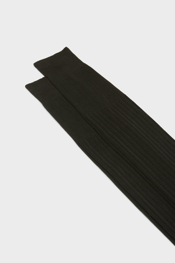 Cotton Ribbed Mid-Calf Sock Black-Asphalt