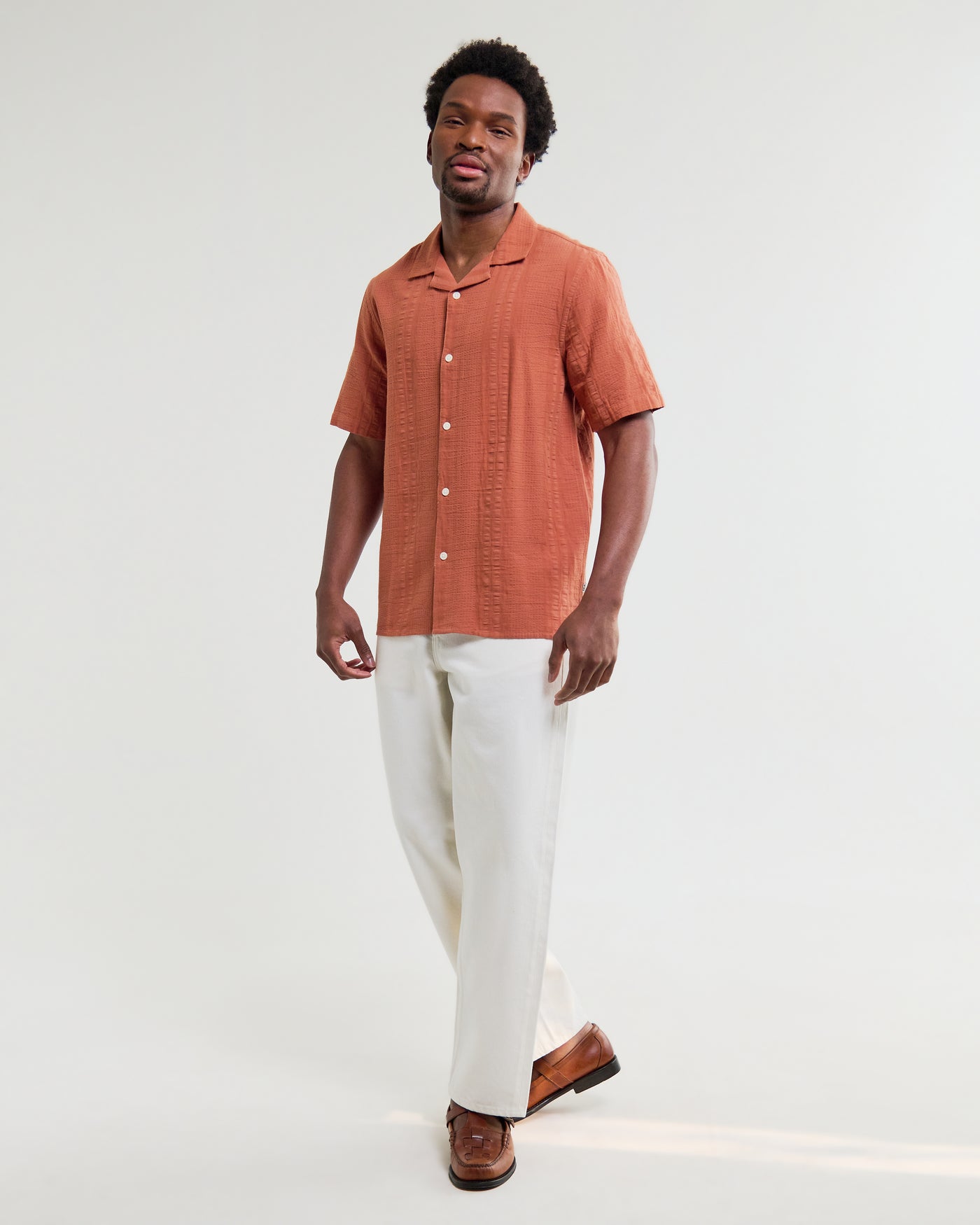 Didcot Shirt in Double Weave Grid Rust