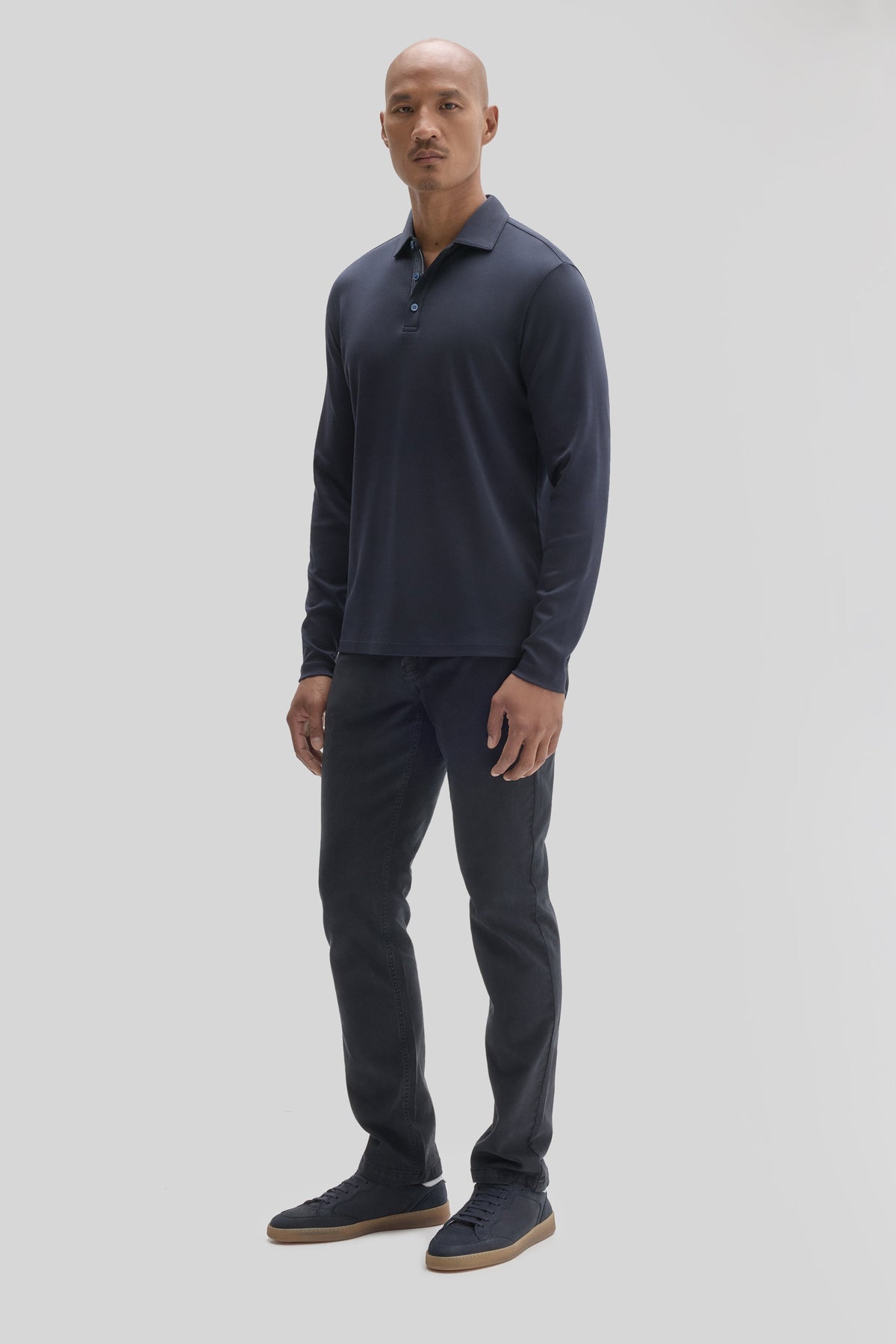 Georgia Longsleeve Herringbone Polo Dark Caspian