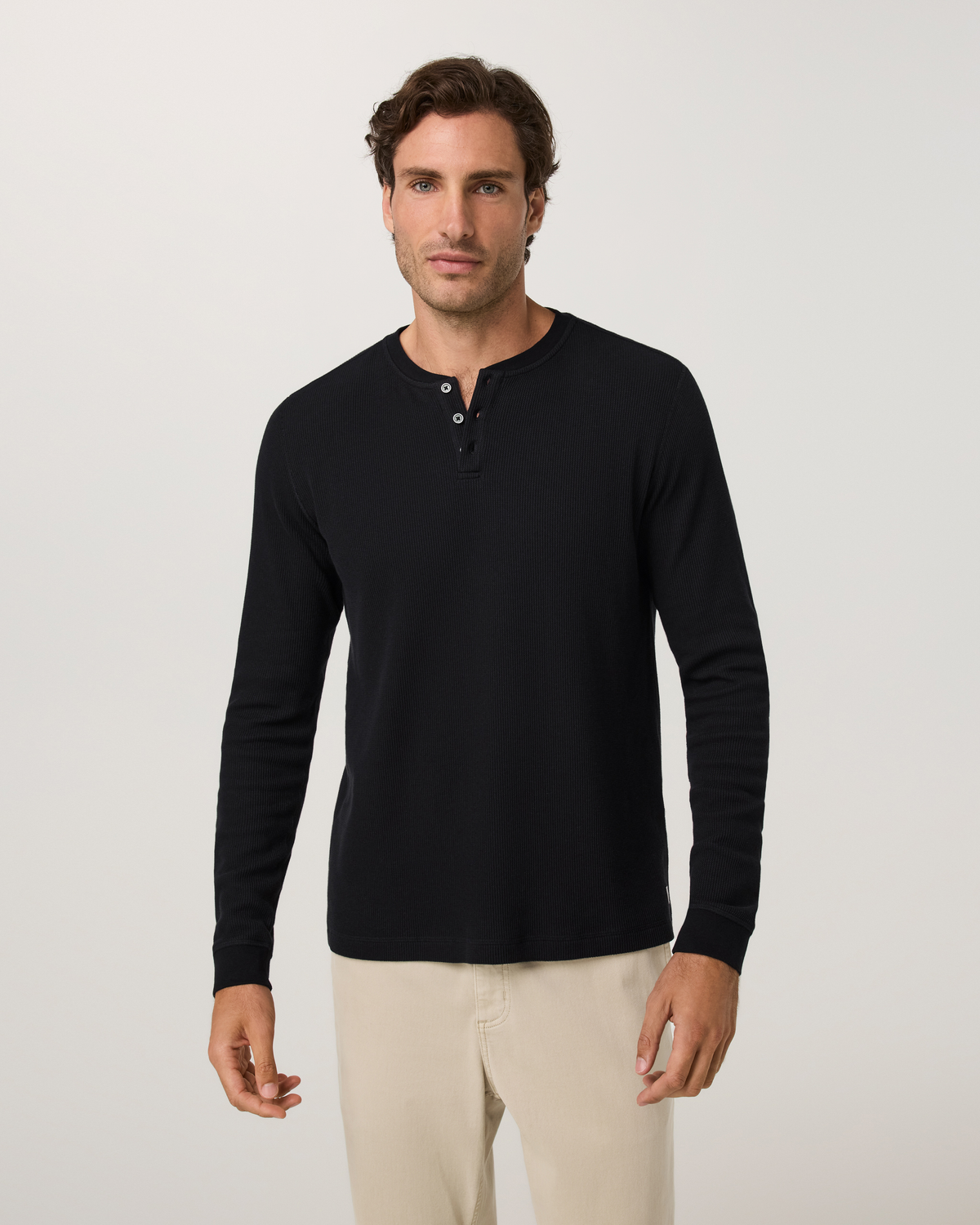 Waffle Henley Black