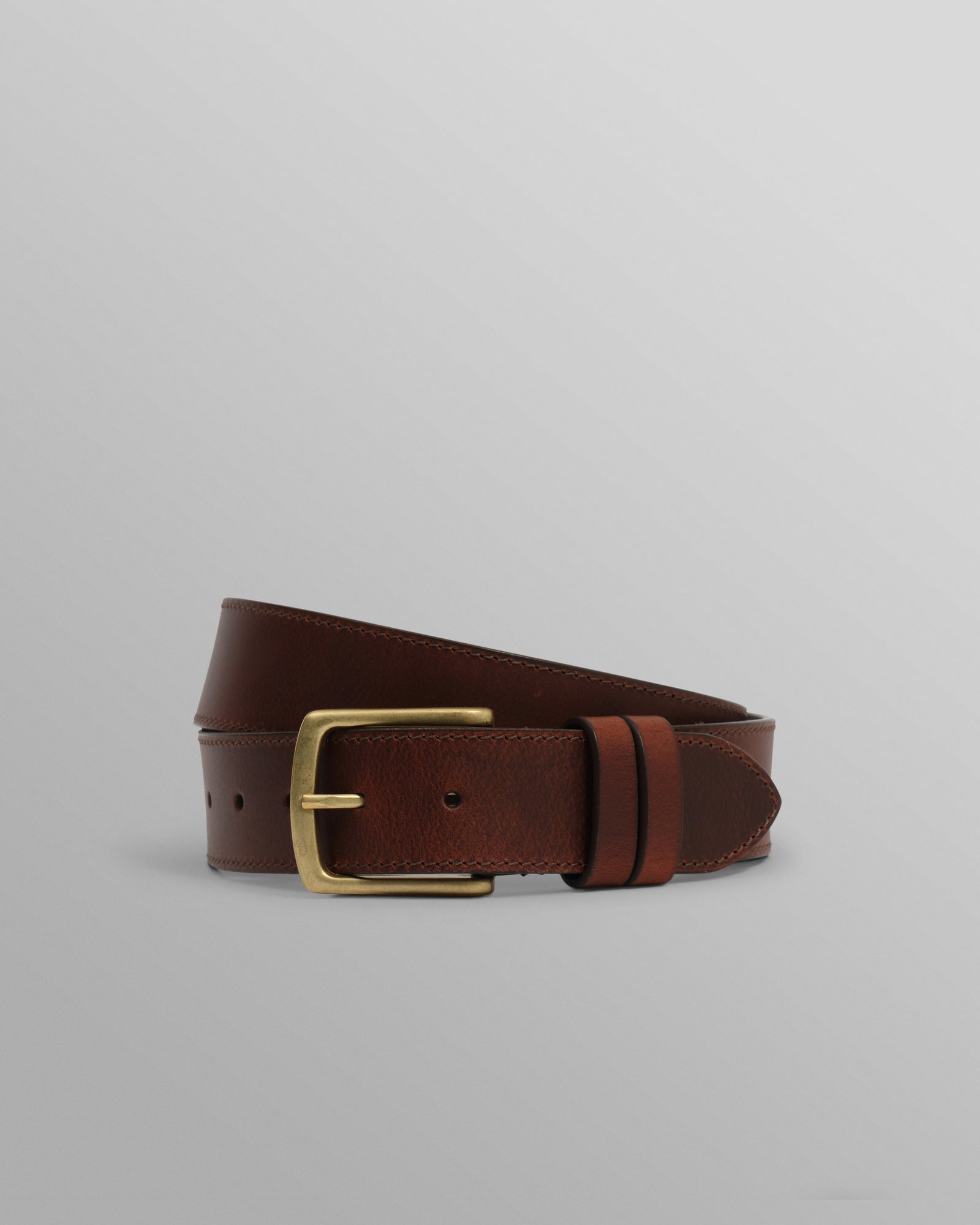 Paton Belt - Geo Stitch Leather Dark Brown