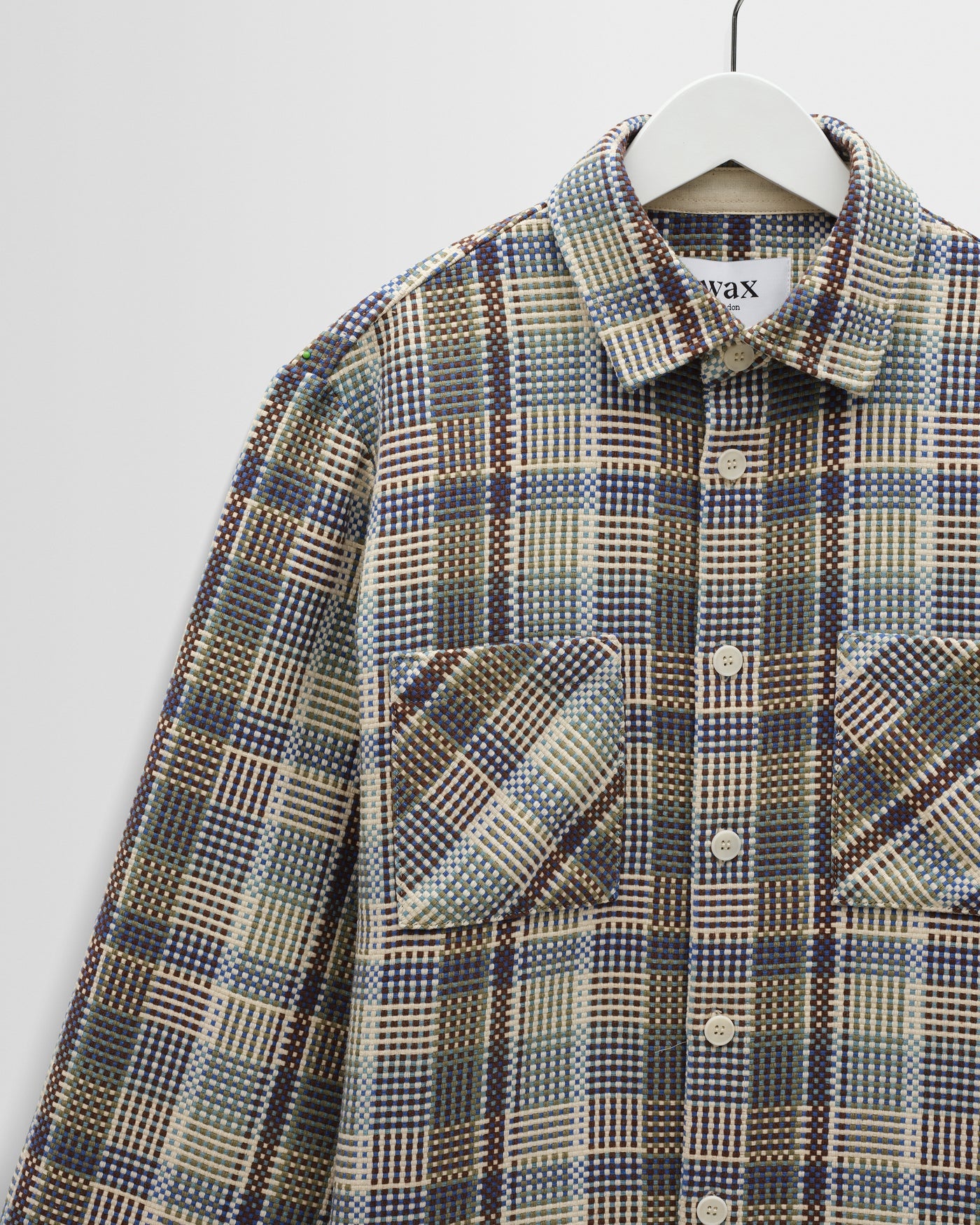 Whiting Overshirt in Basket Weave Blue/Green