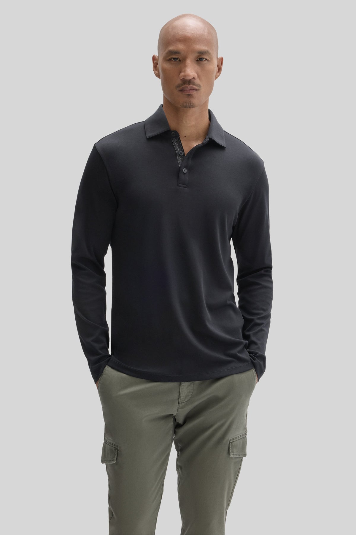 Georgia Longsleeve Herringbone Polo Black