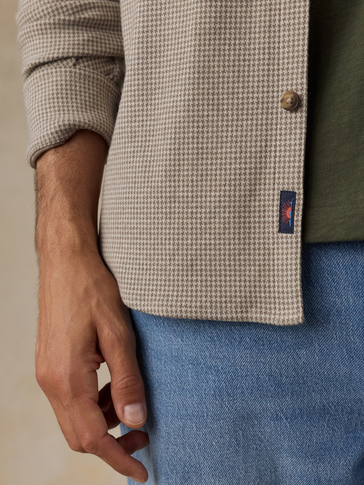 Legend Sweater Shirt Taupe Brown Pincheck