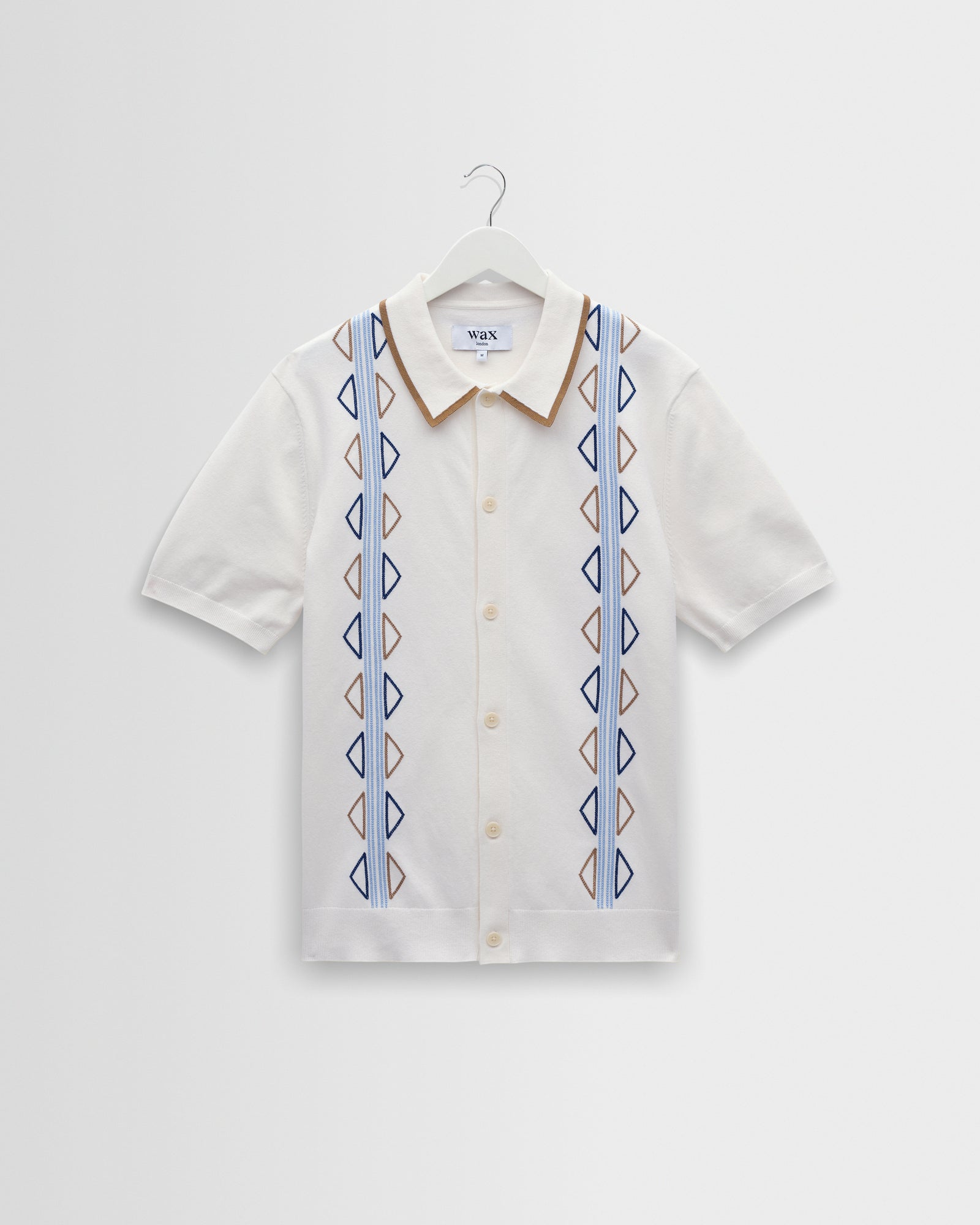 Tellaro Shirt in Retro Embroidery Ecru/Blue