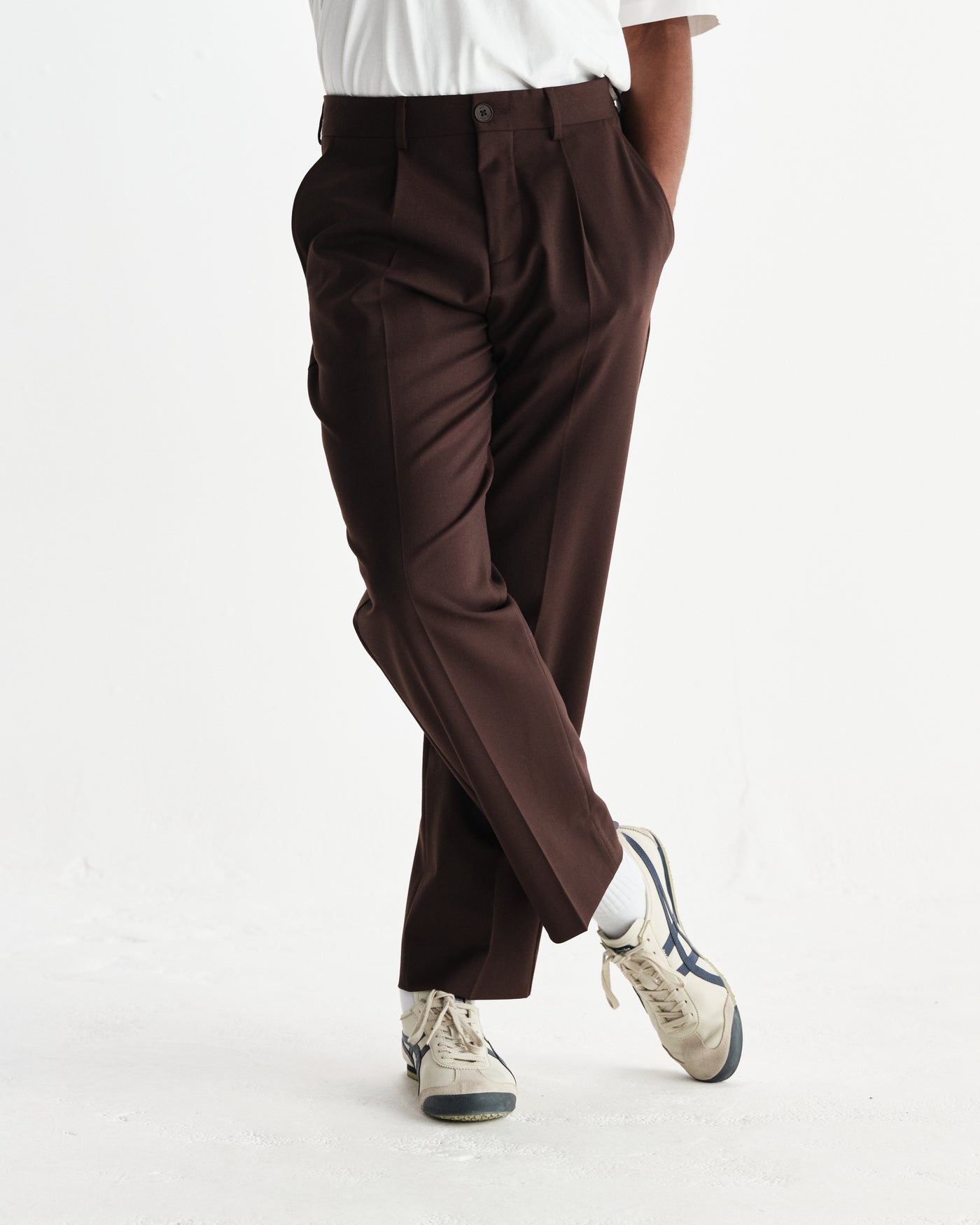 Aubyn Trouser - Wool Blend Twill Dark Brown