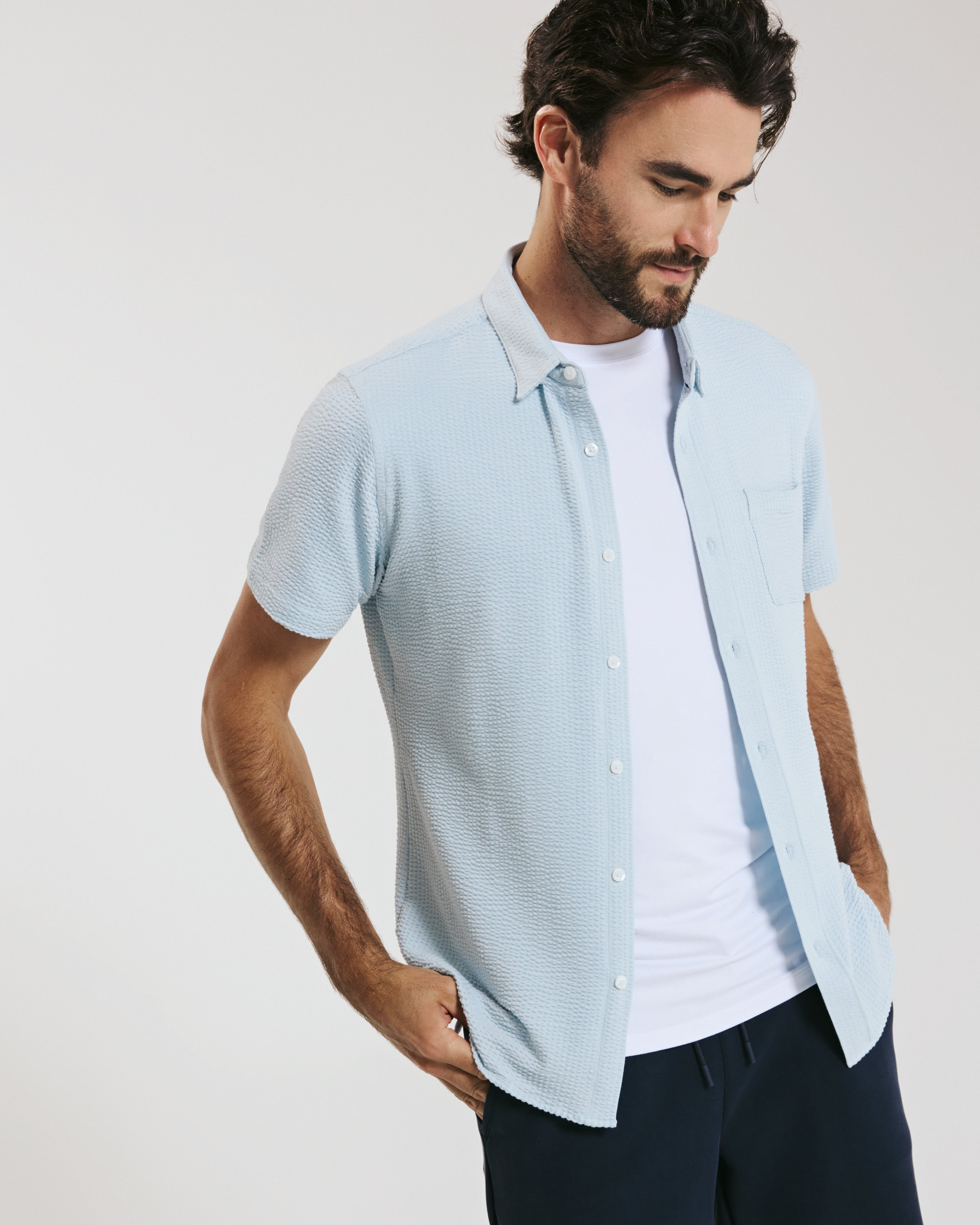 Bennet Seersucker Shirt Island Blue