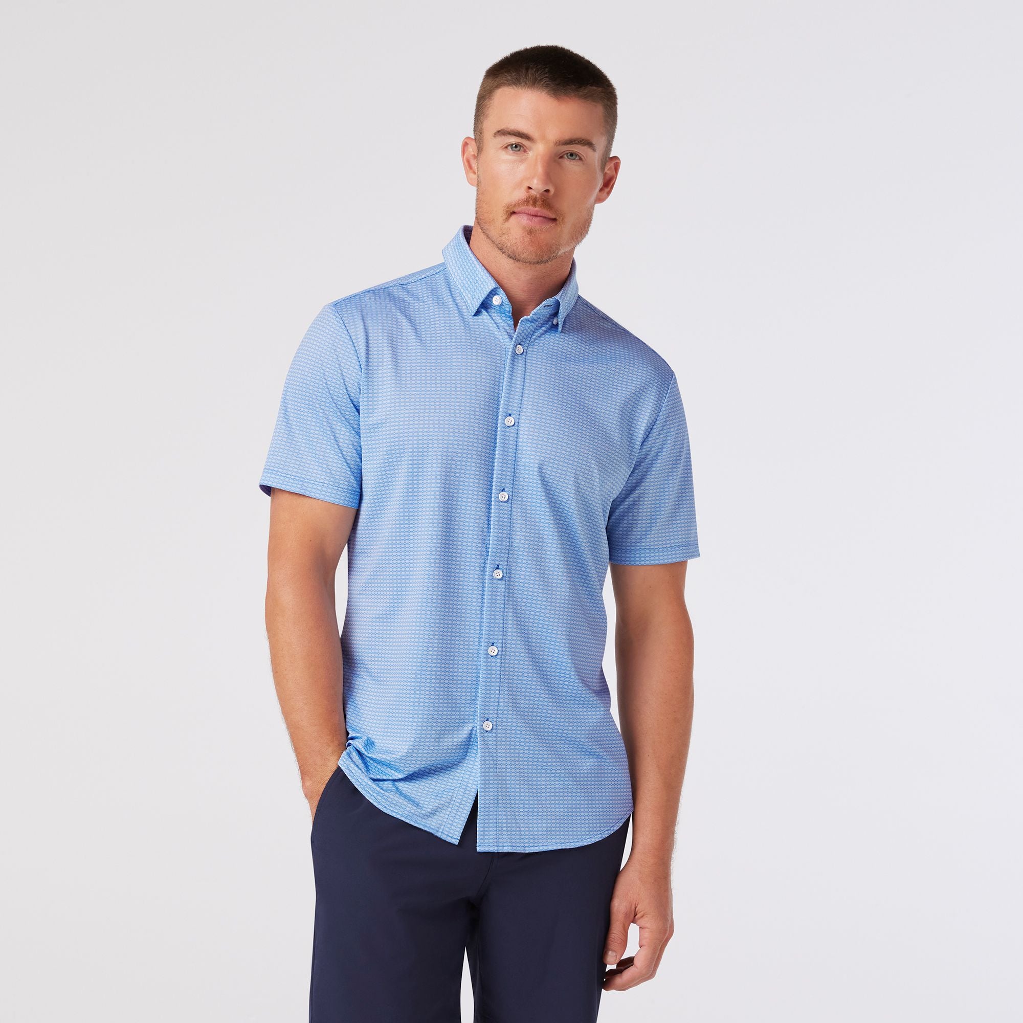 Halyard Short Sleeve Dress Shirt Provence Woven Tile