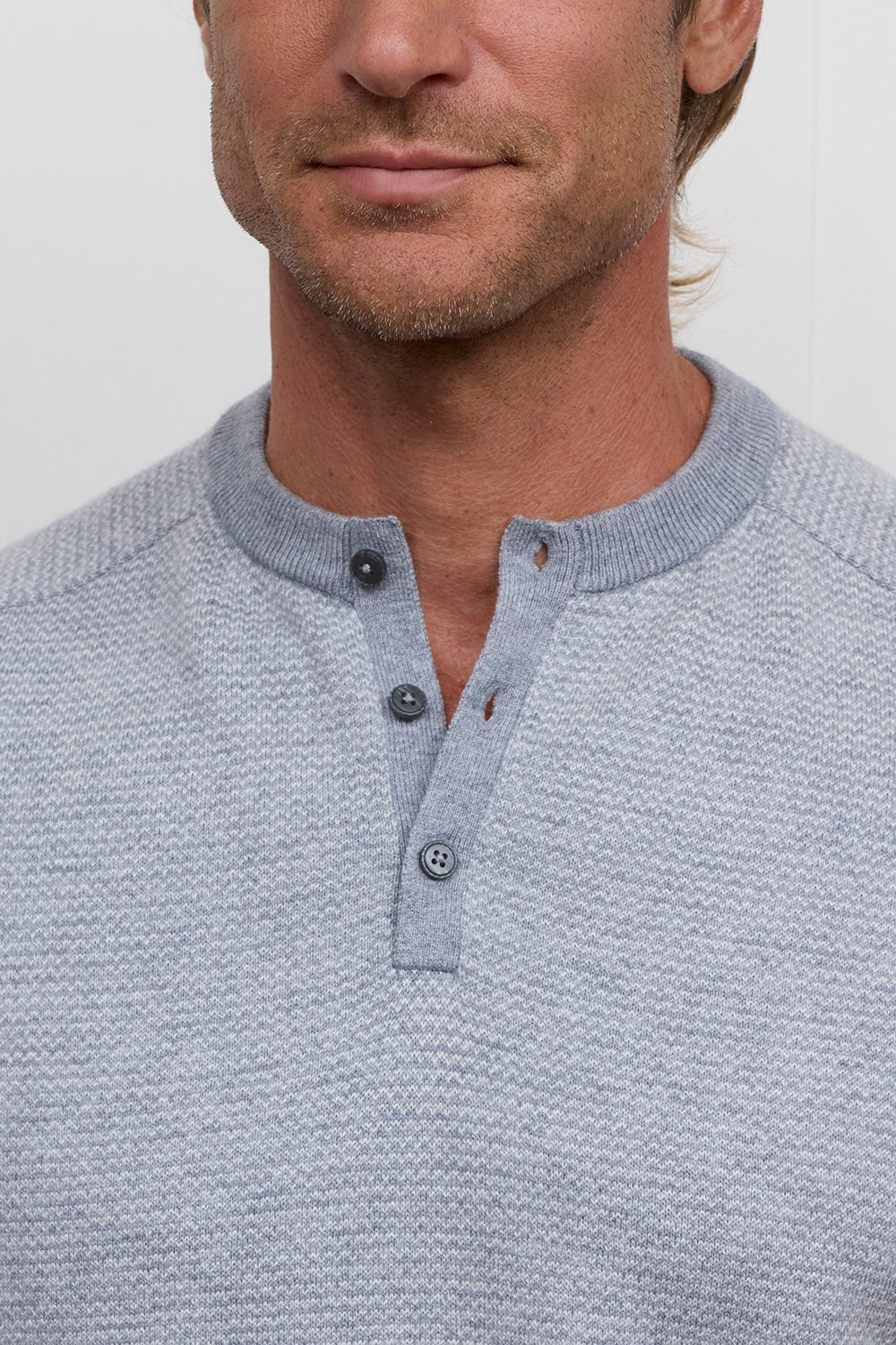 Two Tone Stitch Henley Grey