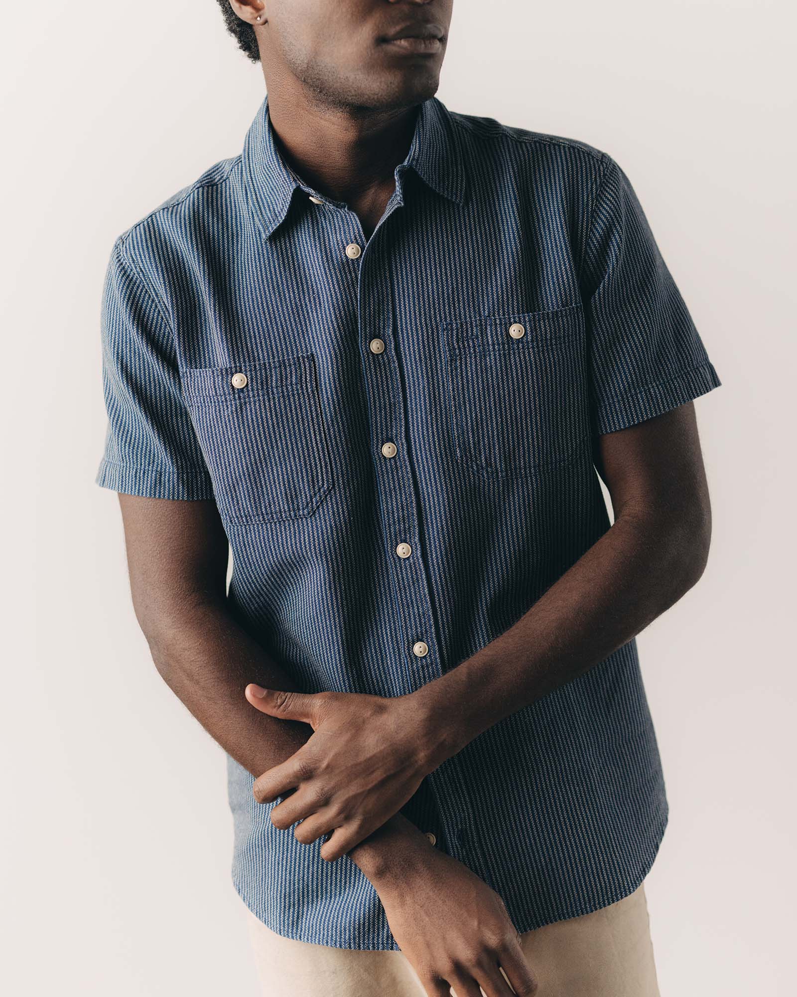The Short Sleeve Utility Shirt Roped Indigo