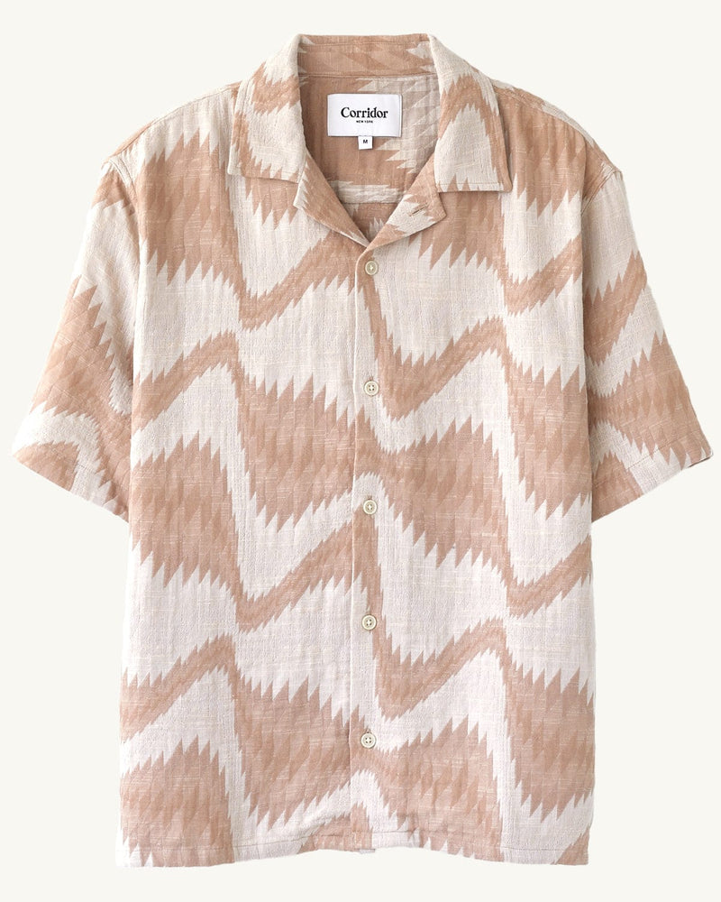Resonance Jacquard Short Sleeve Camp Shirt Natural
