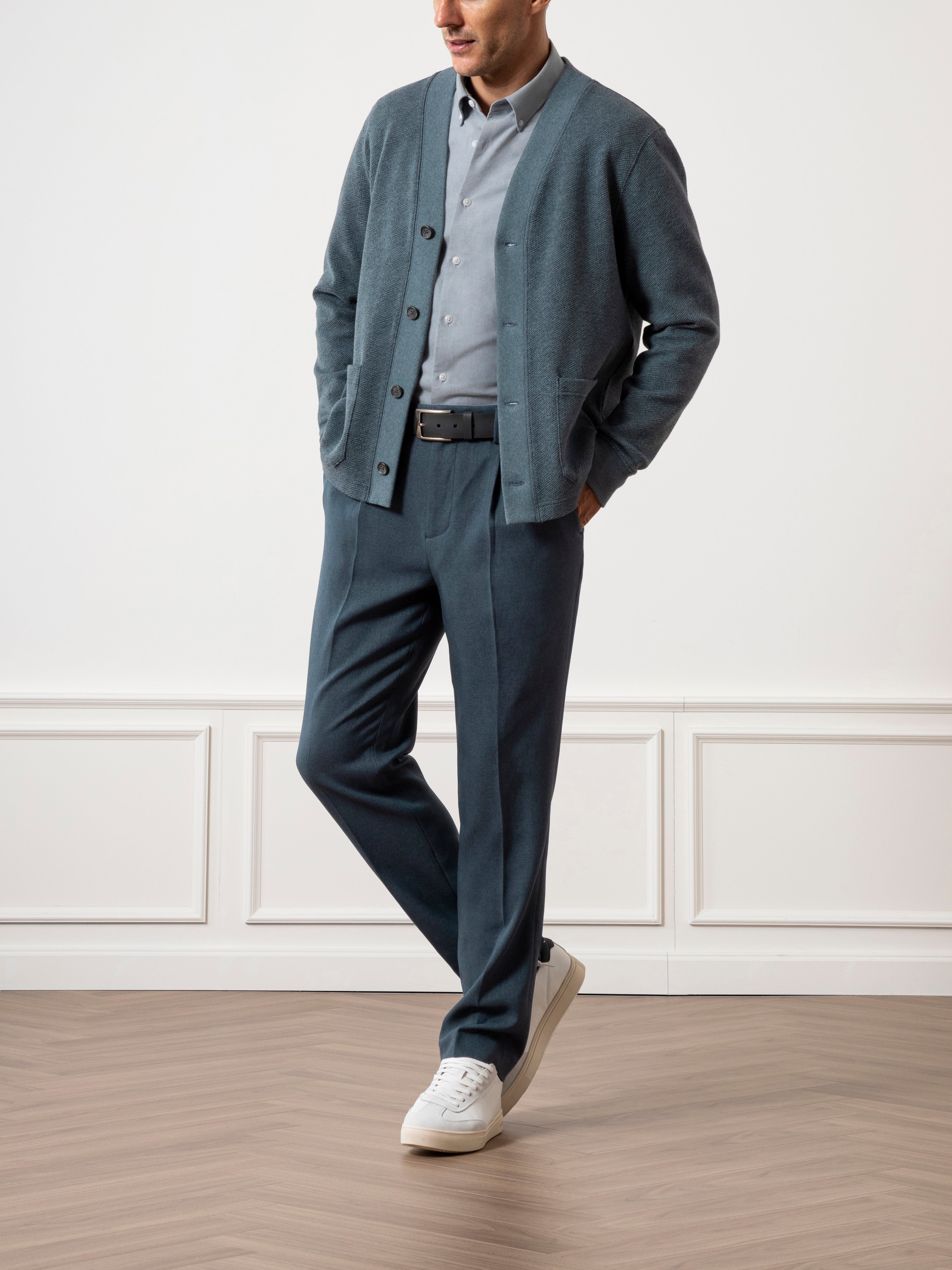 Byron Jacquard Cardigan Yale Blue Heather