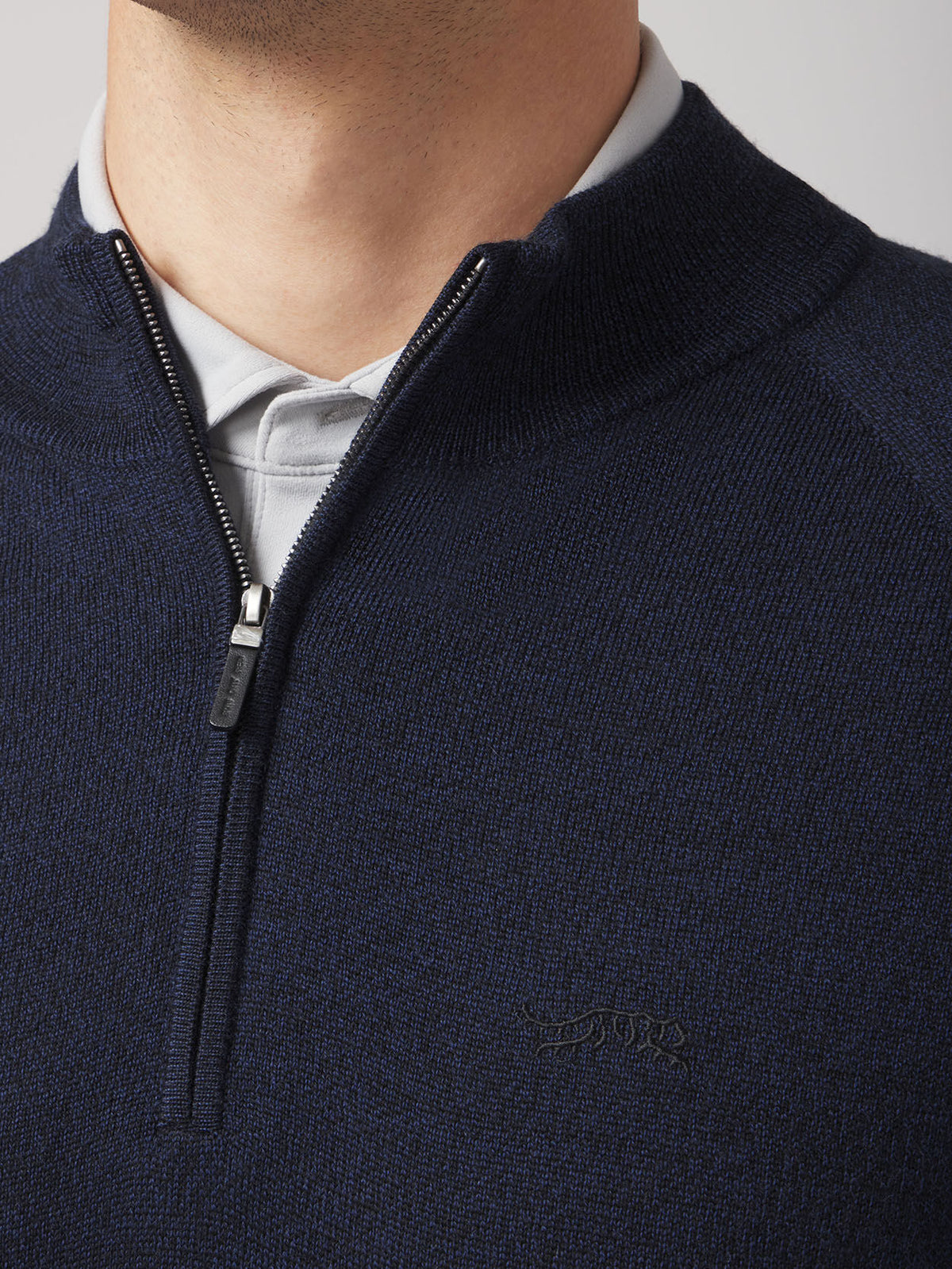 3D Merino Wool 1/4 Zip Navy Blazer