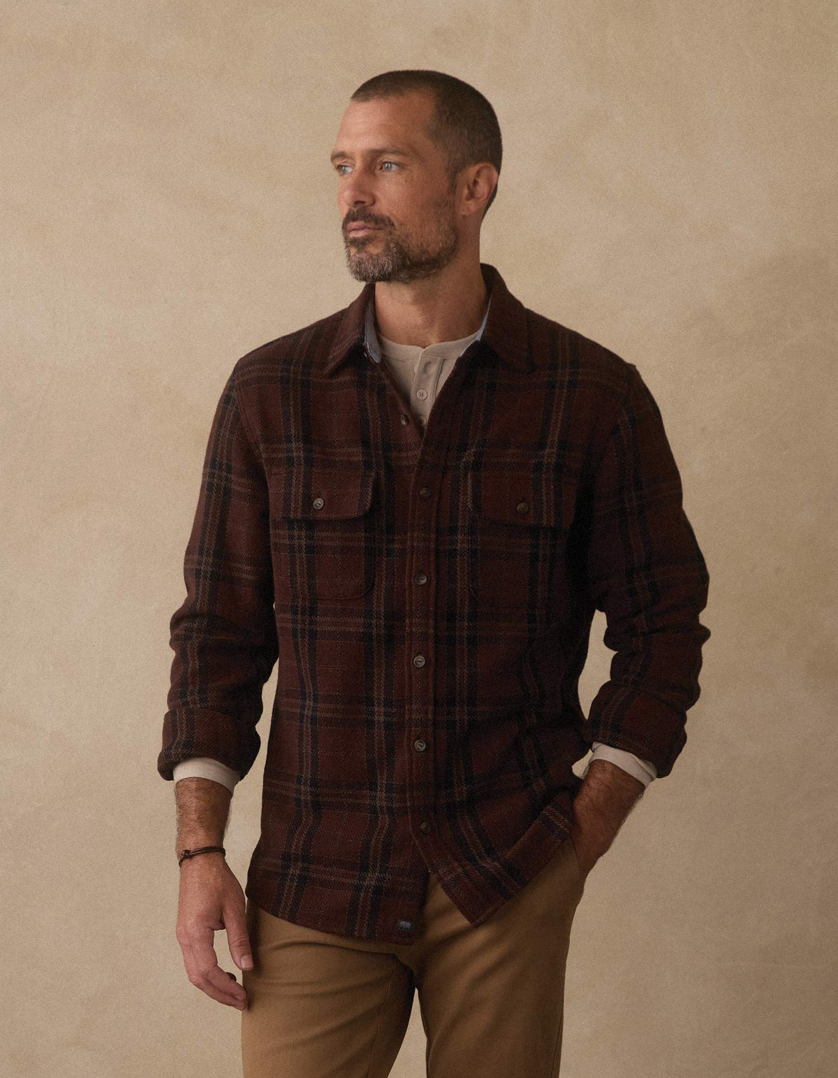 Mountain Textured Overshirt Spiced Brandy Plaid