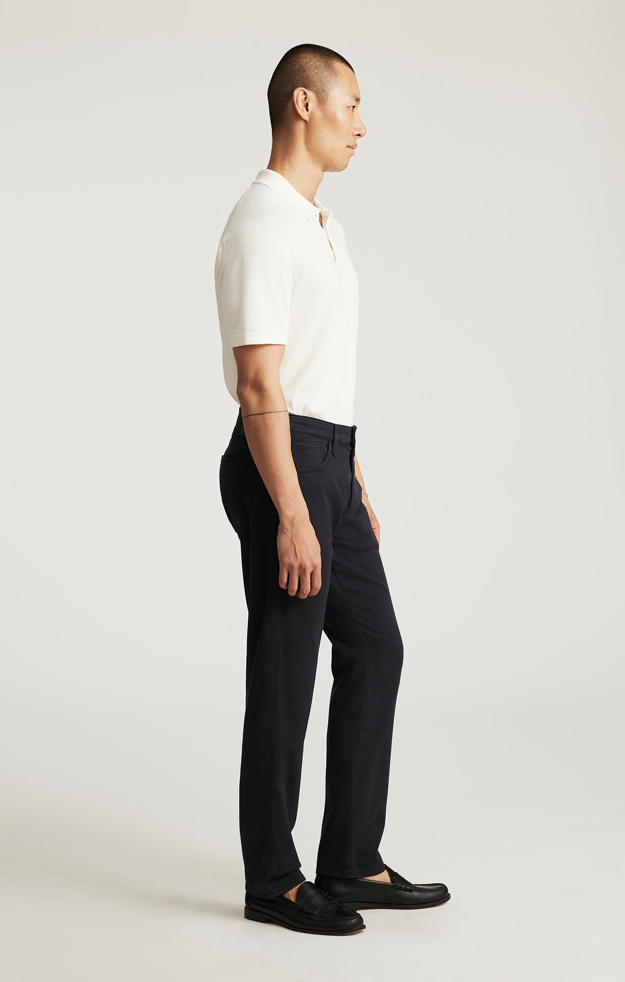 Marcus Slim Straight Leg Navy Herringbone
