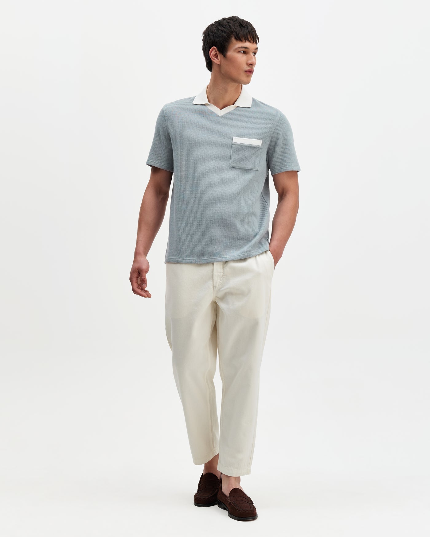 Pendal Design Rib Polo Blue/Ecru