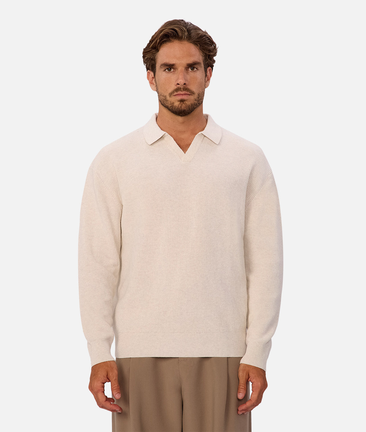 The New England Polo Knit Ivory Marl