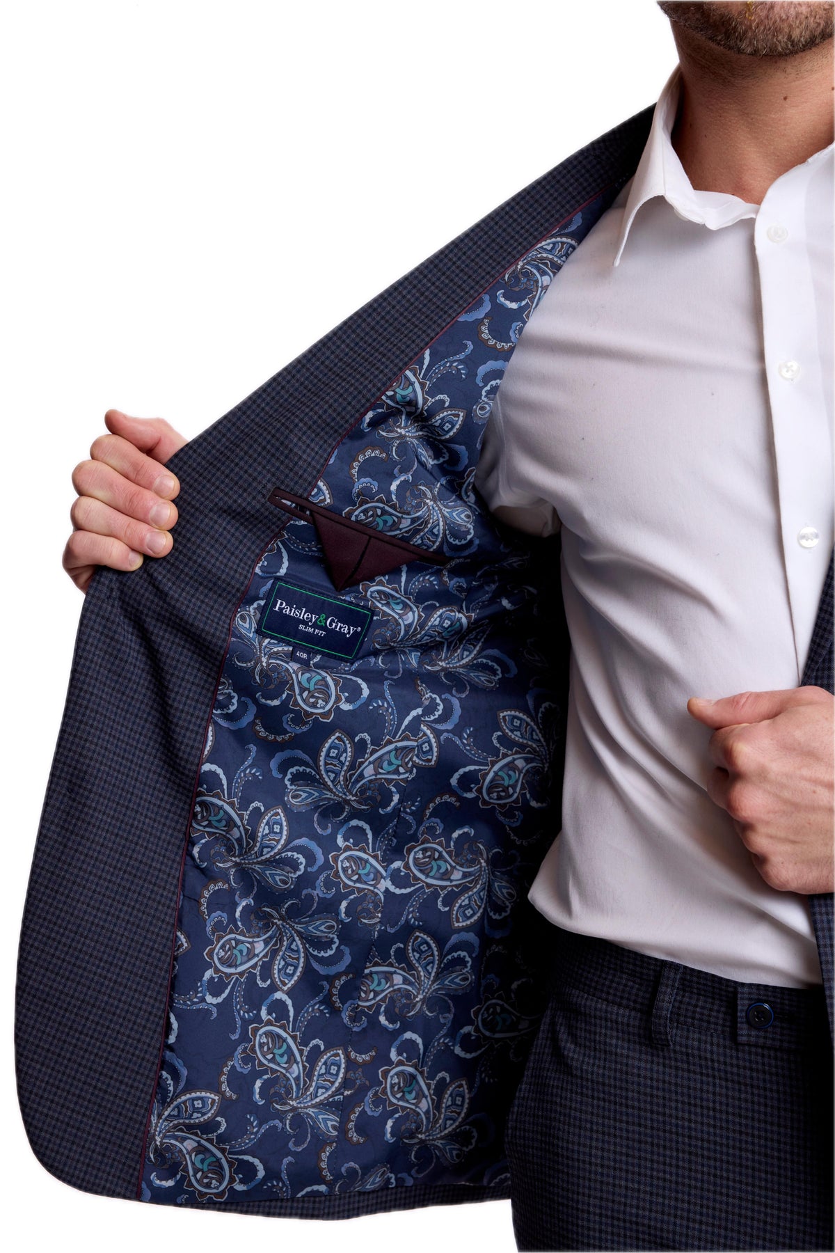 Ashton Peak Jacket Navy Burgundy Gingham