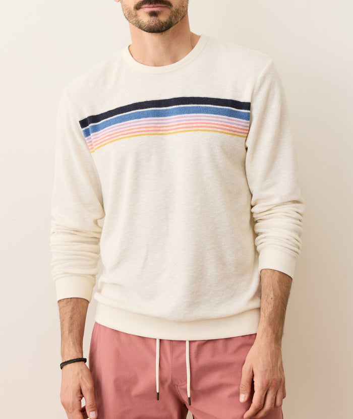 Towel Terry Stripe Crewneck White Multi