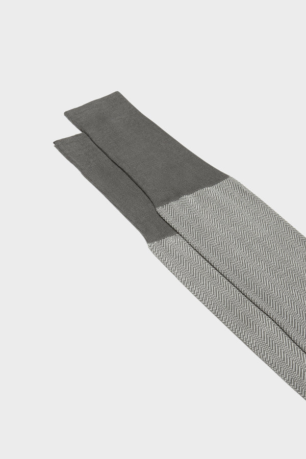 Cotton Herringbone Mid-Calf Sock Grey-Ice