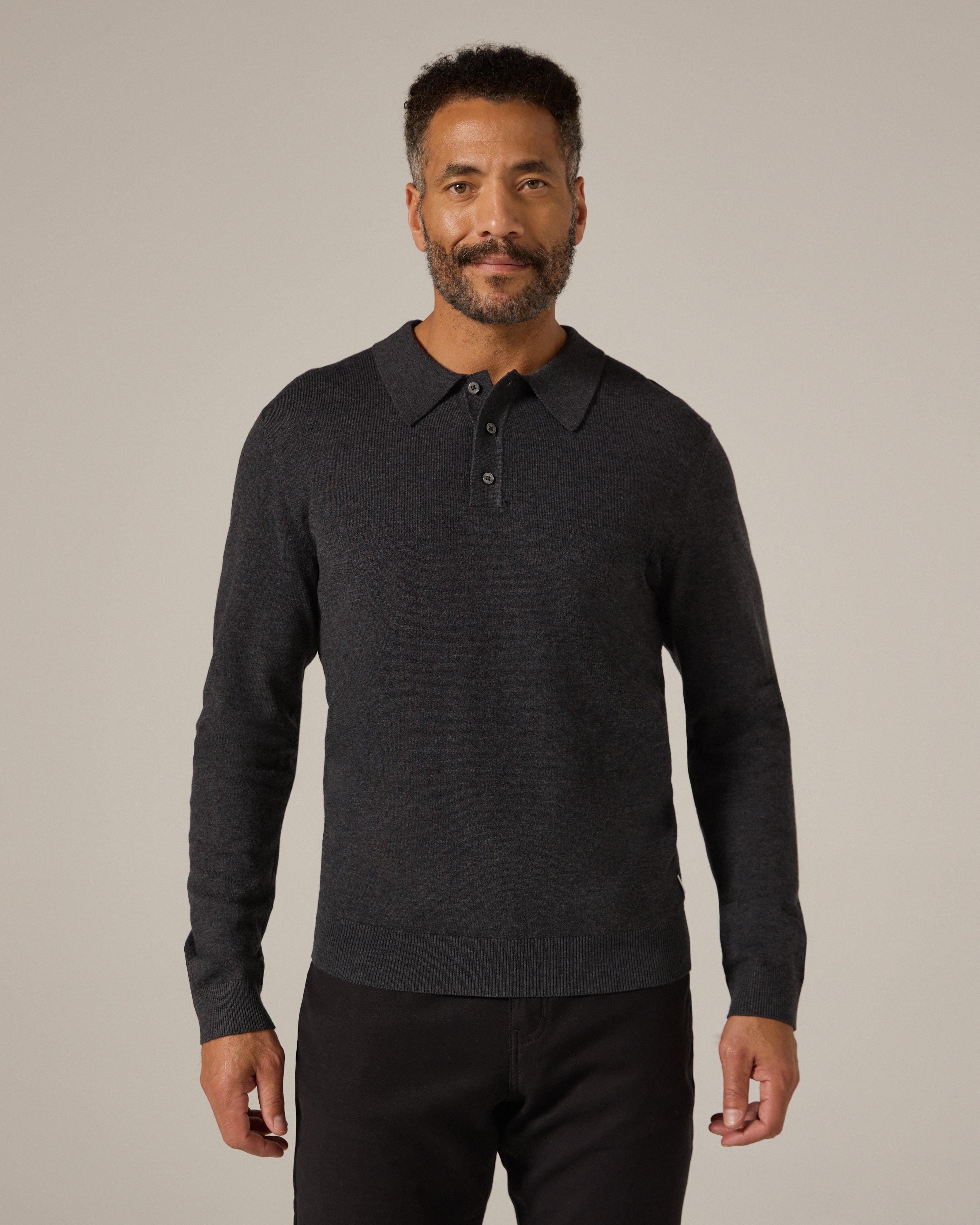 Belford Sweater Polo Charcoal Melange
