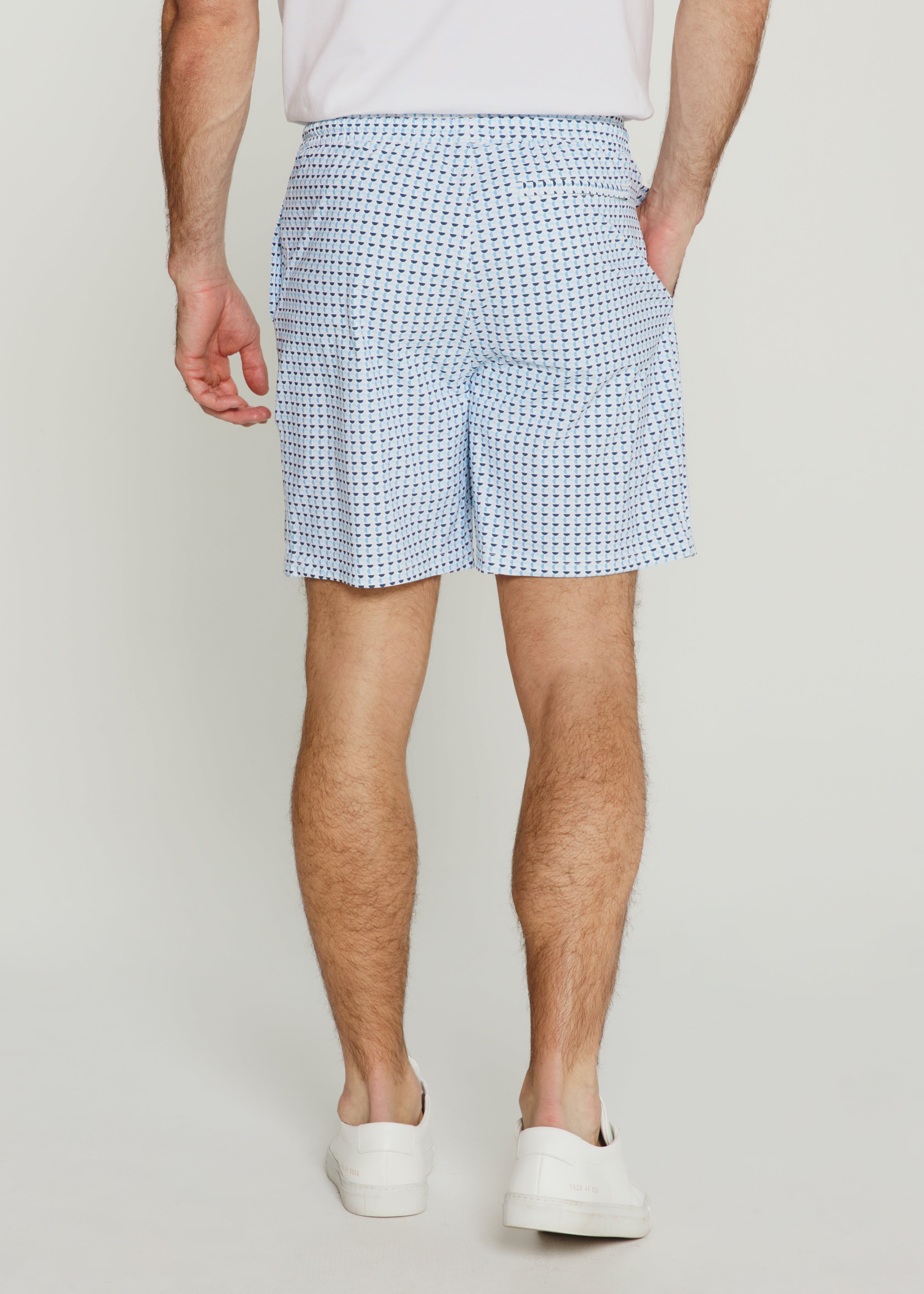 The Crew Swim Trunk Light Blue Semicircles