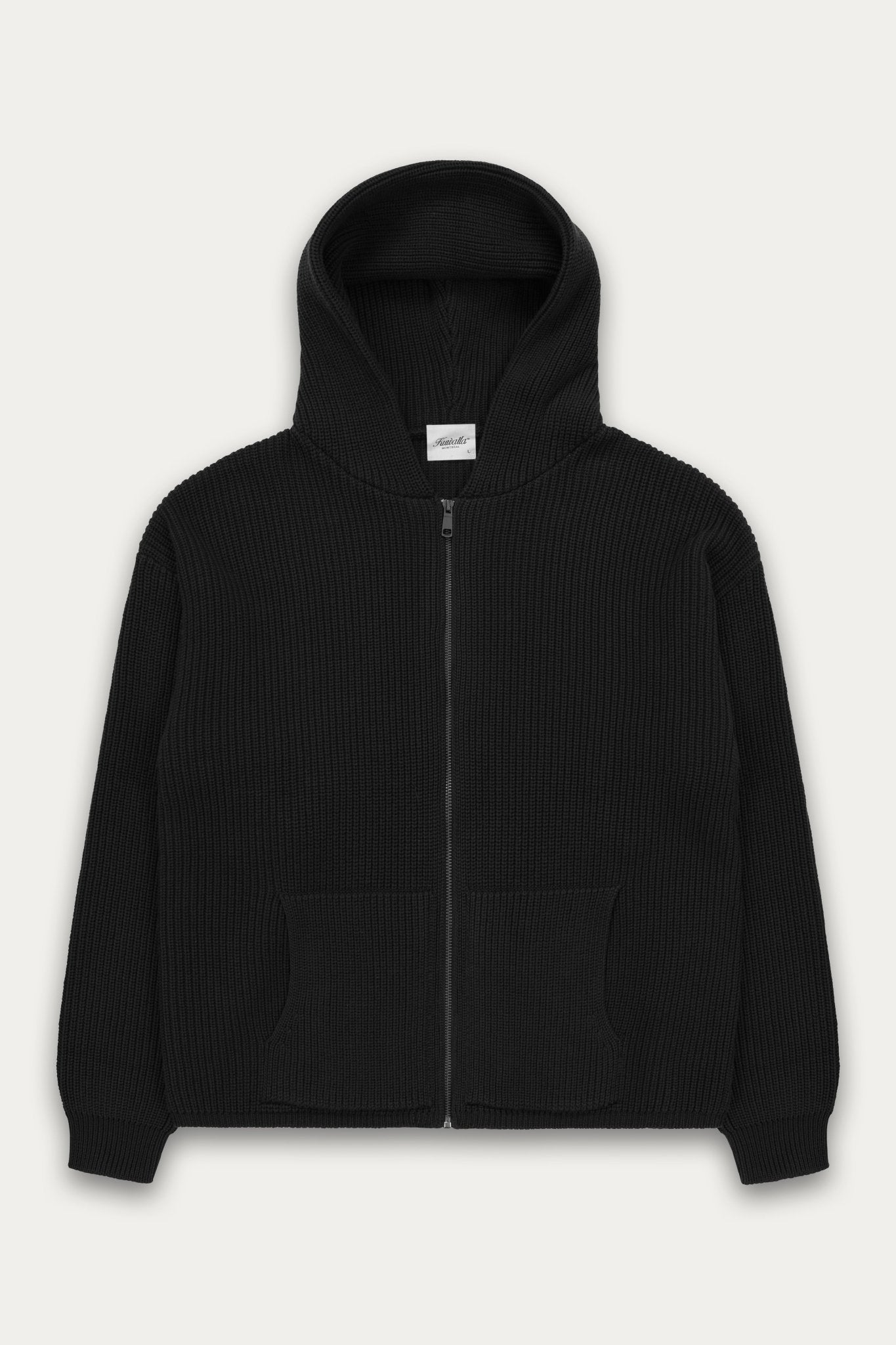 Knitted Zip Hoodie Black