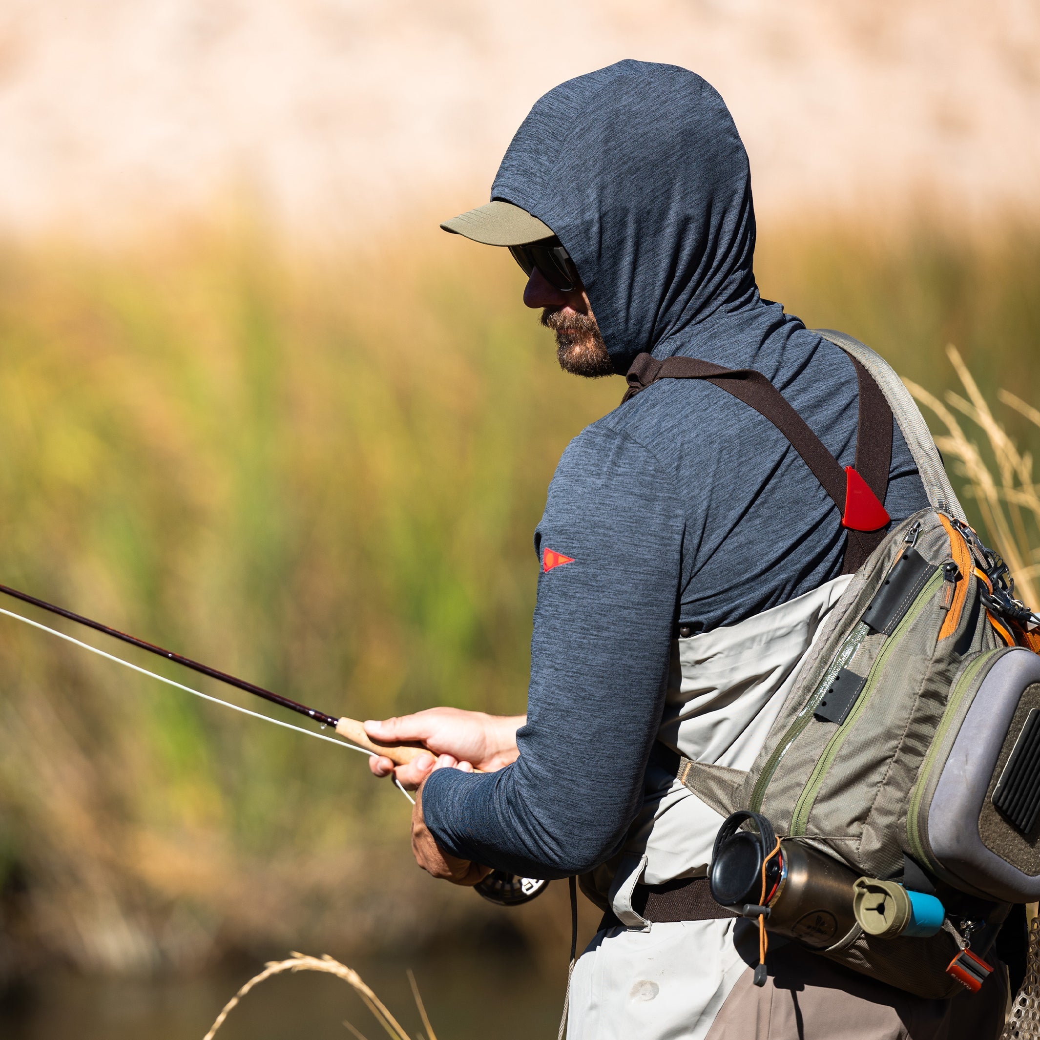 Airtex Long Sleeve Hooded Shirt Heather Charcoal