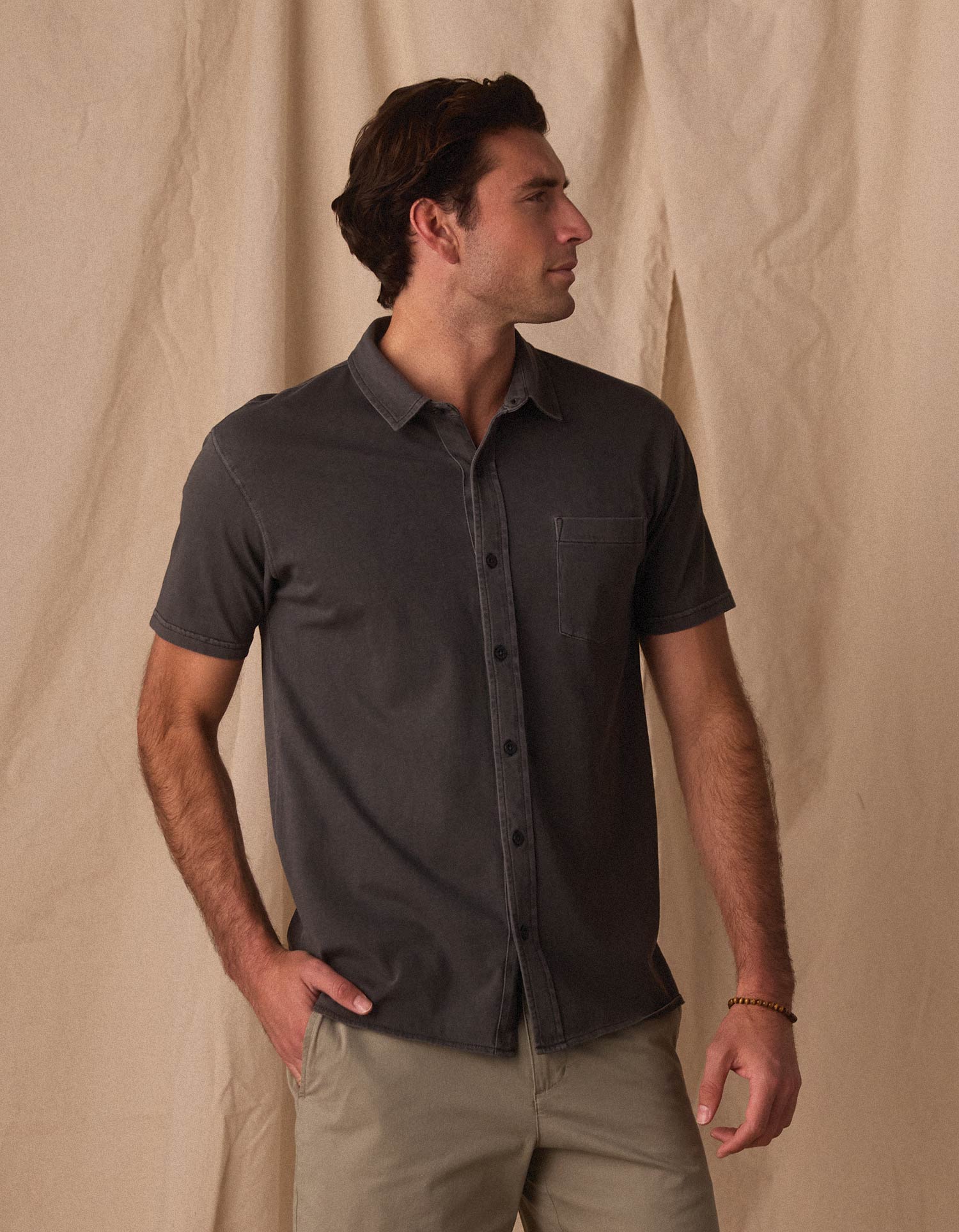 Normal Jersey Short Sleeve Button Up Shadow