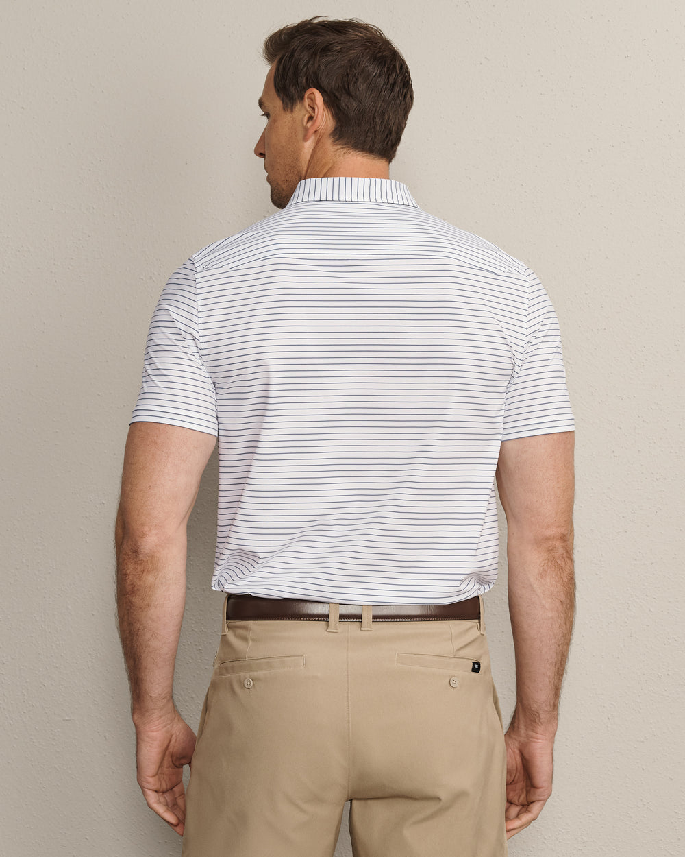 Commuter Polo White/Navy Pinstripe