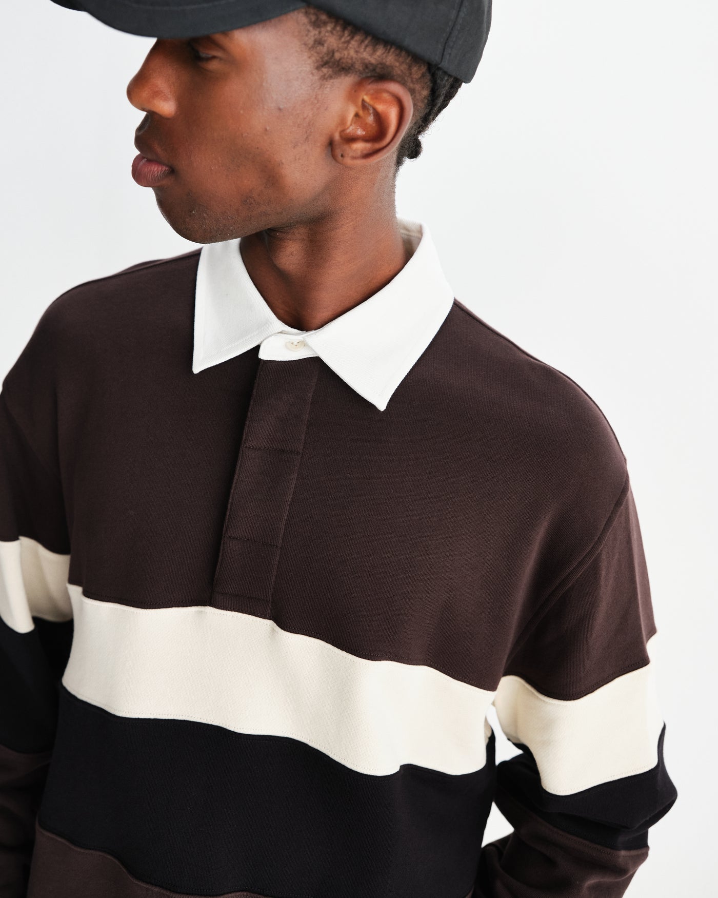 Rowhill Rugby Shirt - Paneled Loopback Brown/Black
